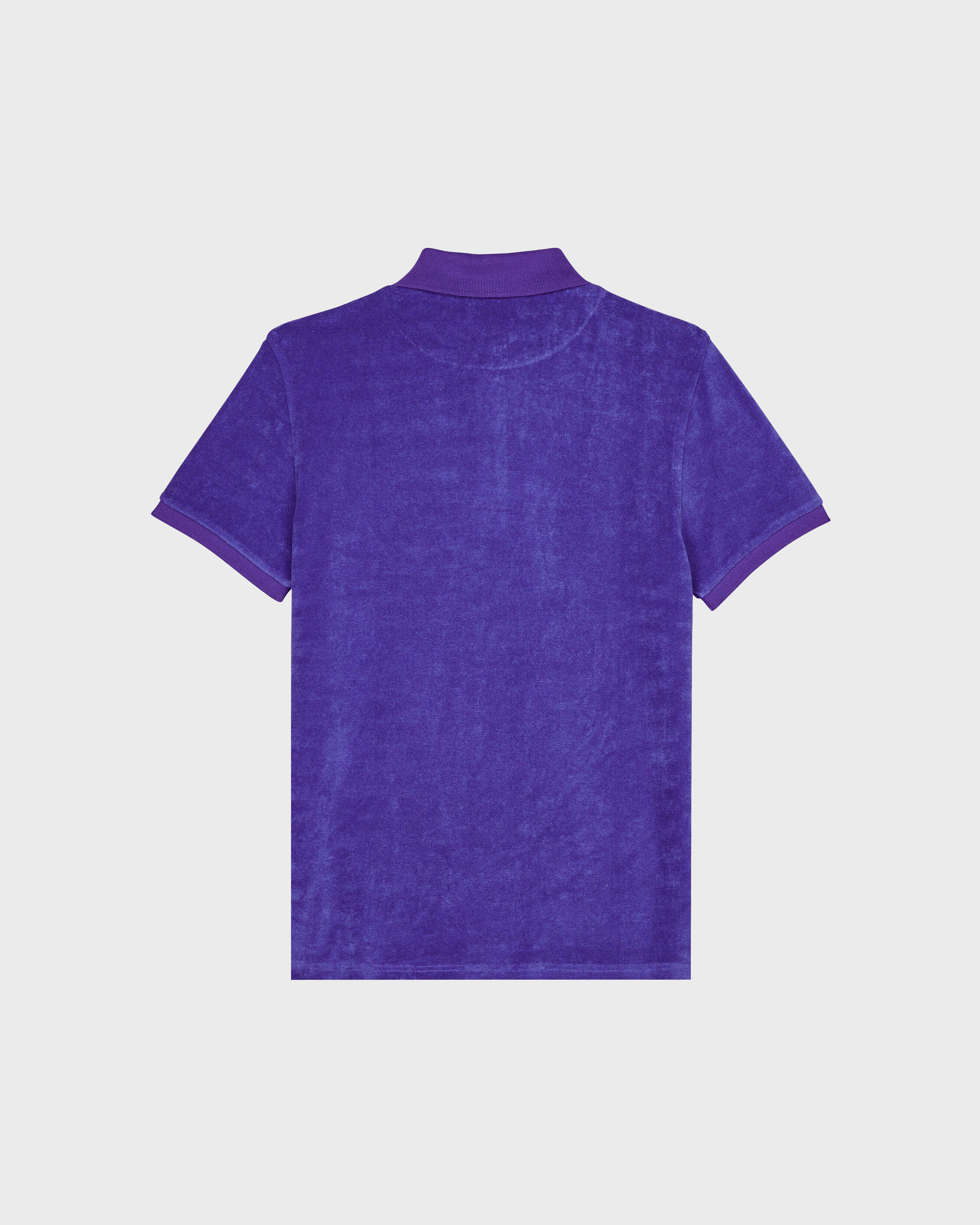 Men Terry Polo Shirt Solid PURPLE BLUE back view