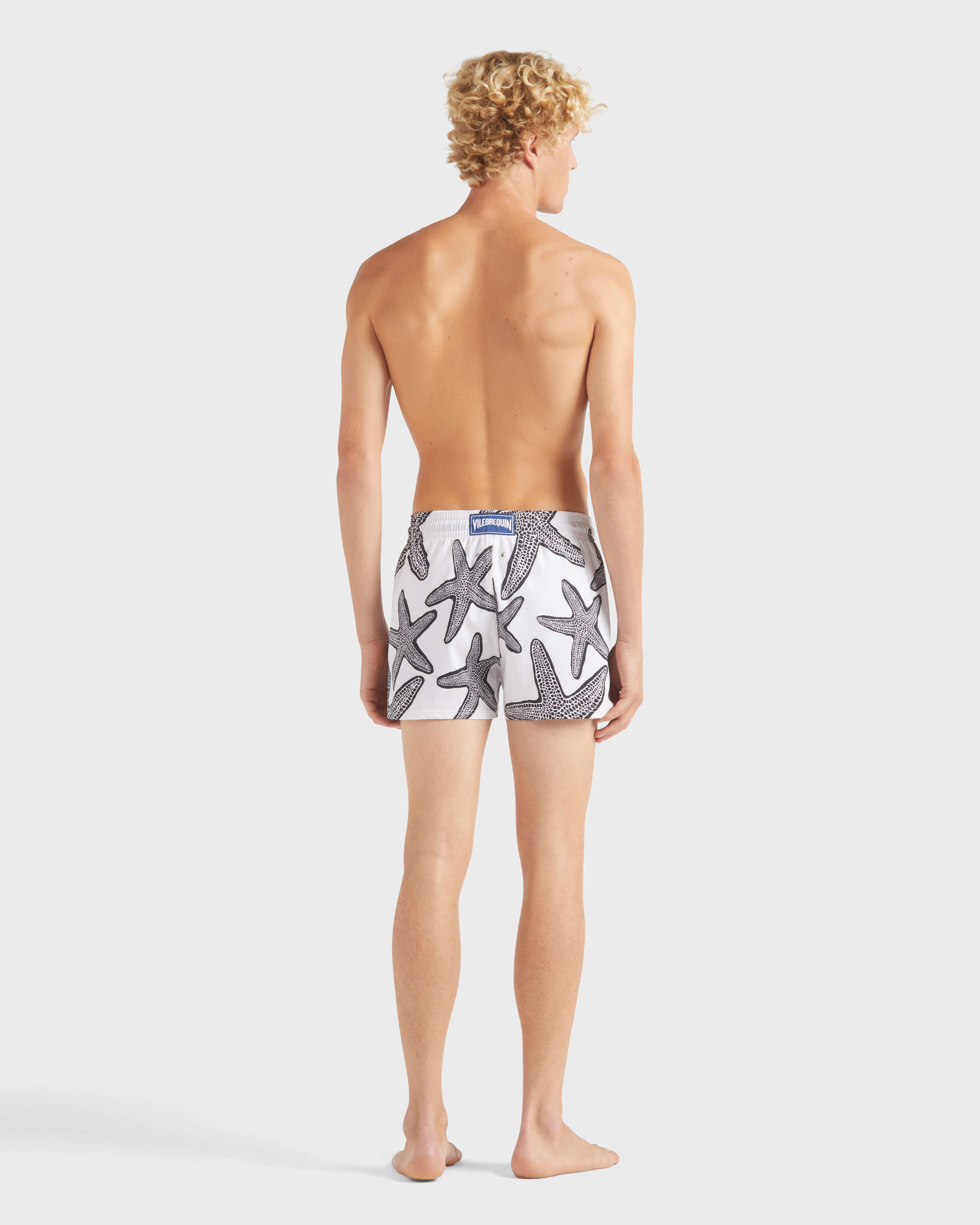 Men Short Swim Trunks Starlette WHITE backworn view