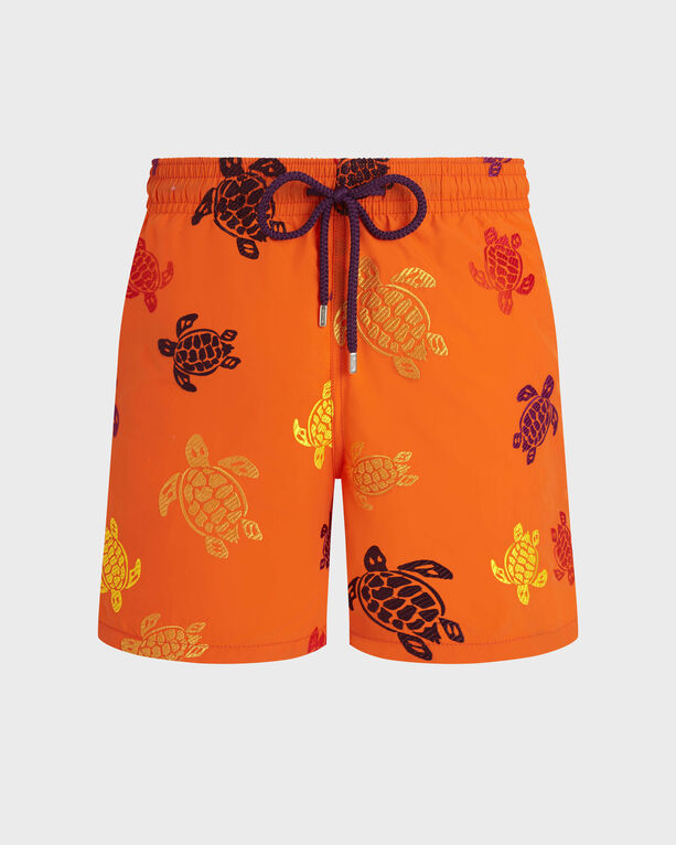 Vilebrequin - Men Embroidered Swim Trunks Ronde Des Tortues - Limited Edition - Swimwear - Mistral - Orange - Size S