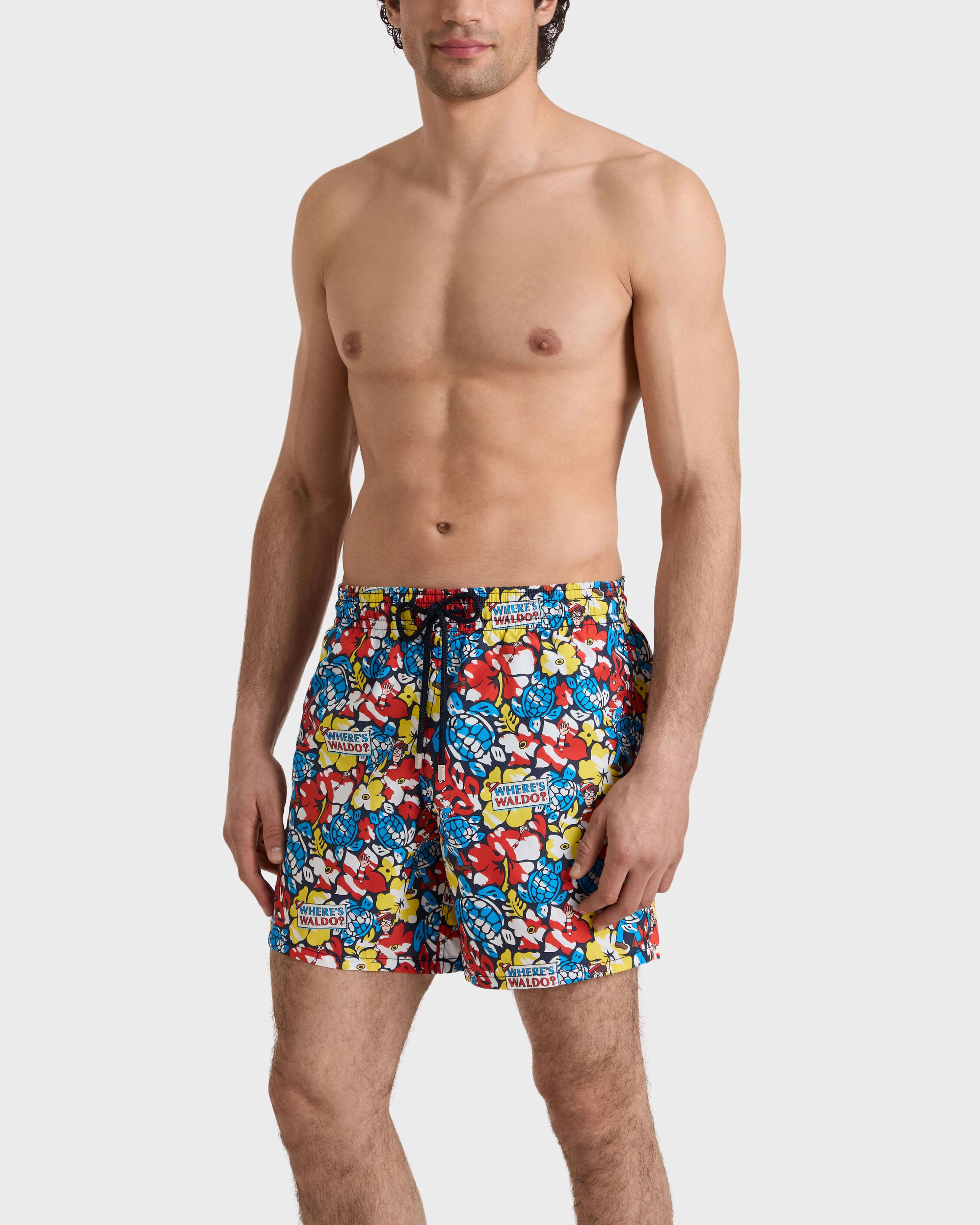 Tropico Waldo Badeshorts für Herren – Vilebrequin x Wo ist Walter? MARINEBLAU frontworn view