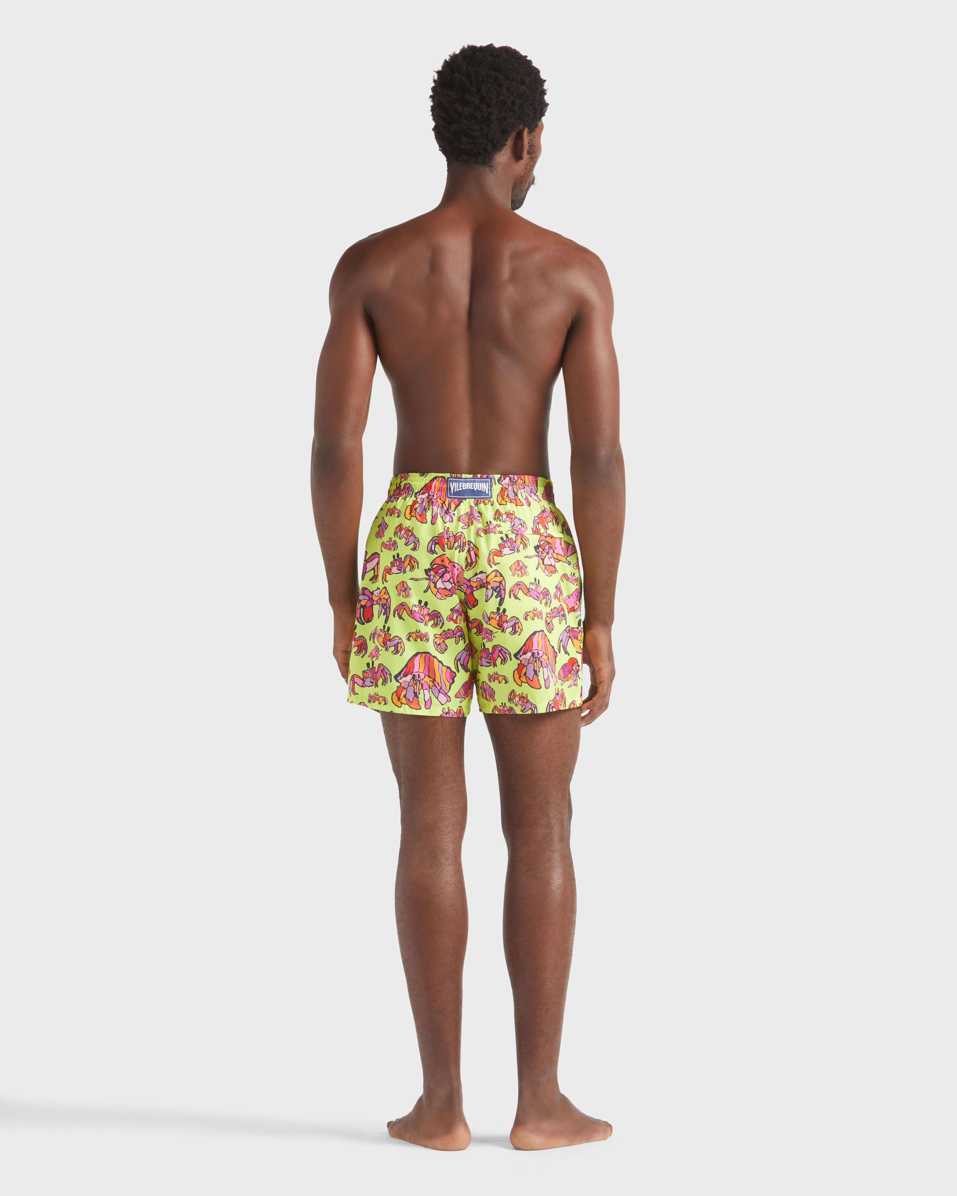 Men Ultra-light and packable Swim Trunks Hermit Crabs CHARTREUSE backworn view