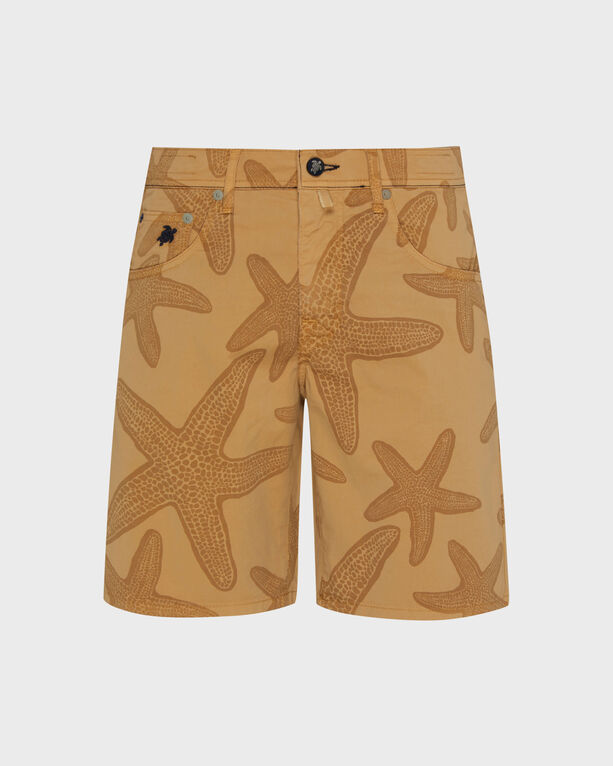 Vilebrequin - Men Bermuda Shorts Starfish Darkening Printed Gabardine - Bermuda - Garonne - Brown - Size 30