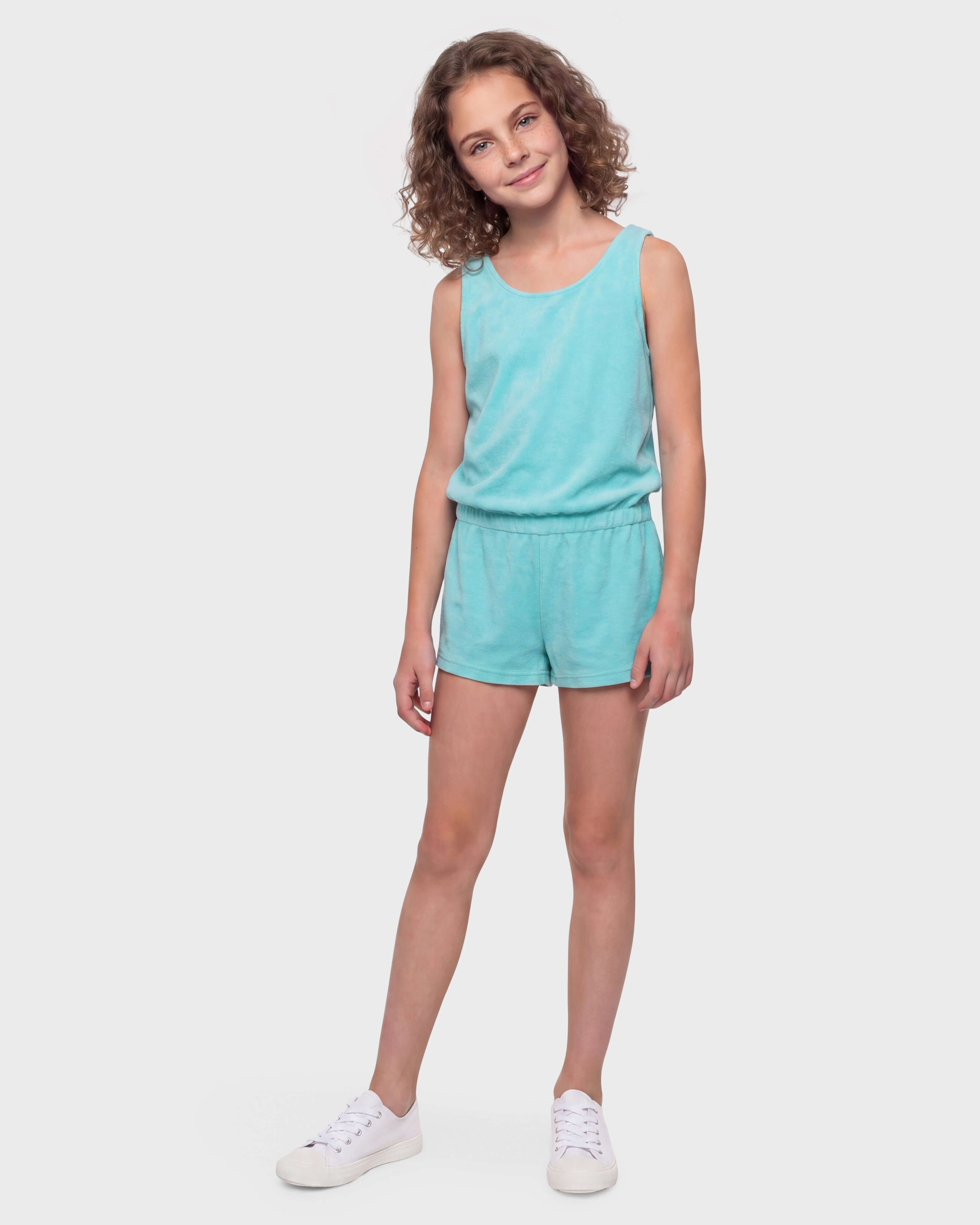 Girls Terry Playsuit Solid OXYGENE frontworn view