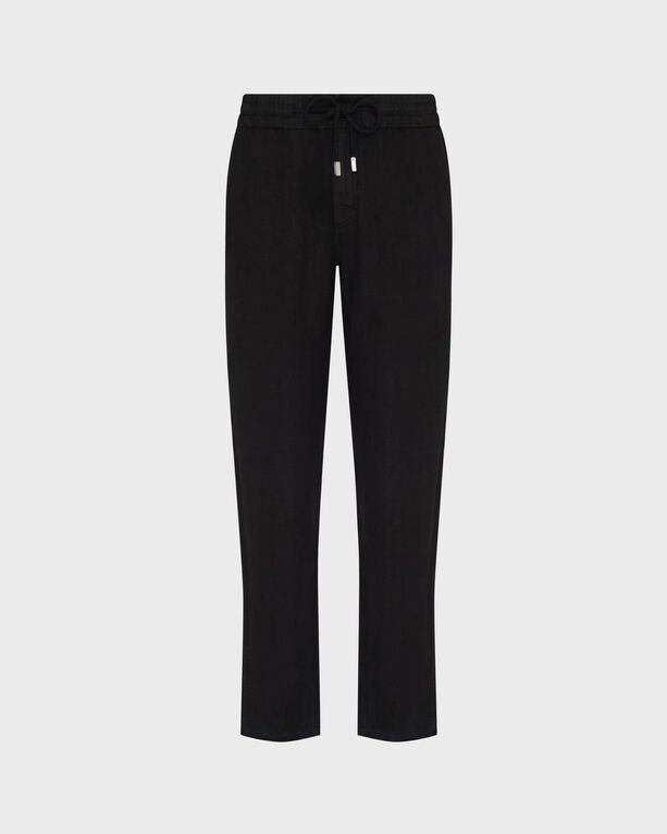 Vilebrequin - Men Linen Pants Regular Fit Solid - Pant - Parc - Black - Size XXL