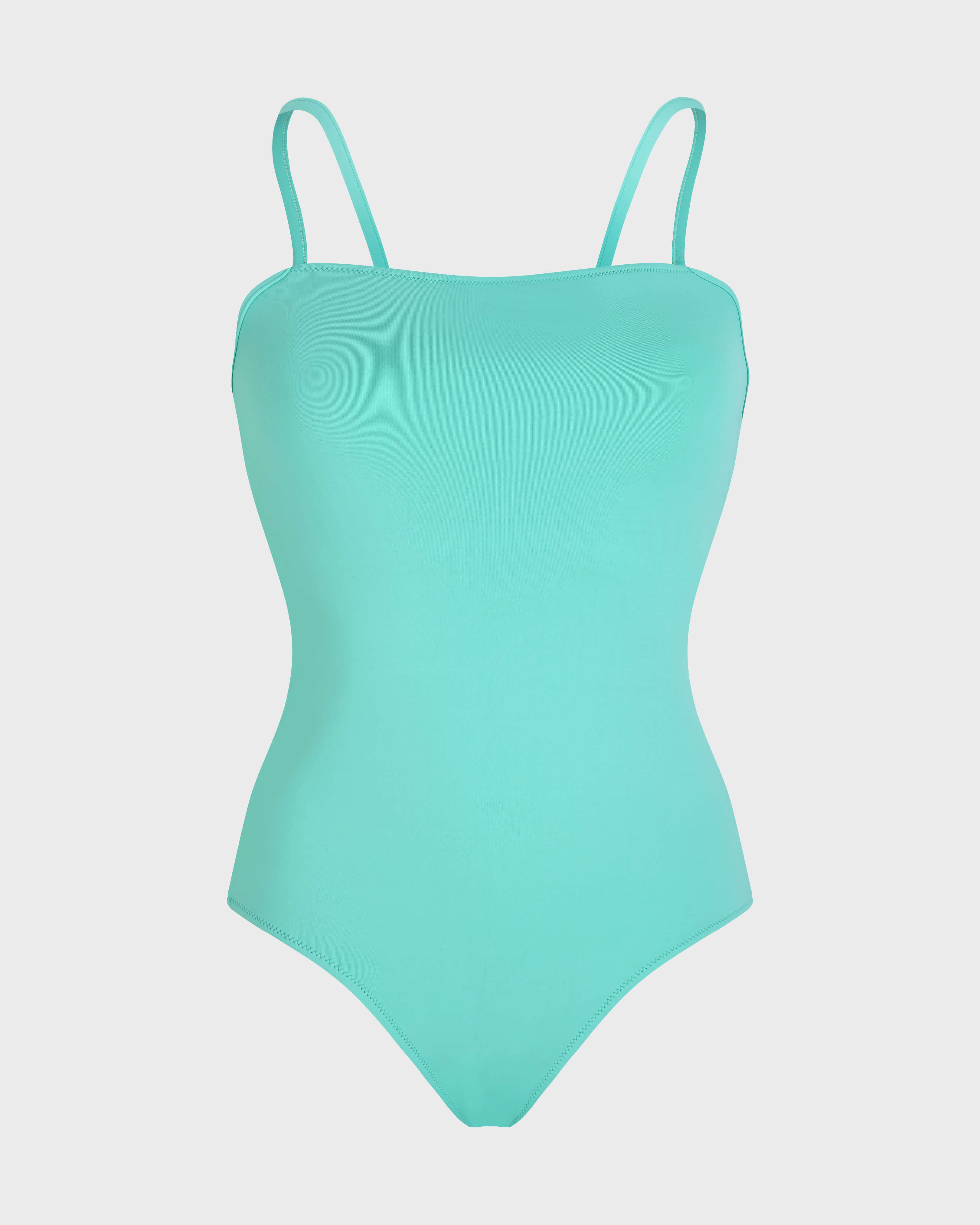 Costume intero donna con scollatura squadrata sul davanti tinta unita CARIBBEAN front view