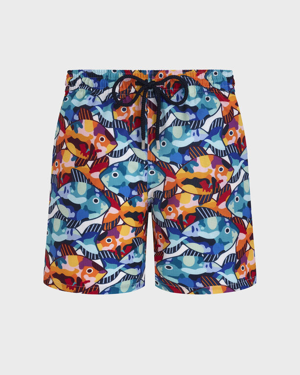 Vilebrequin - Men Micro-perforated Ultra-light And Packable Swim Trunks Pacu - Swimwear - Mahina - White - Size S