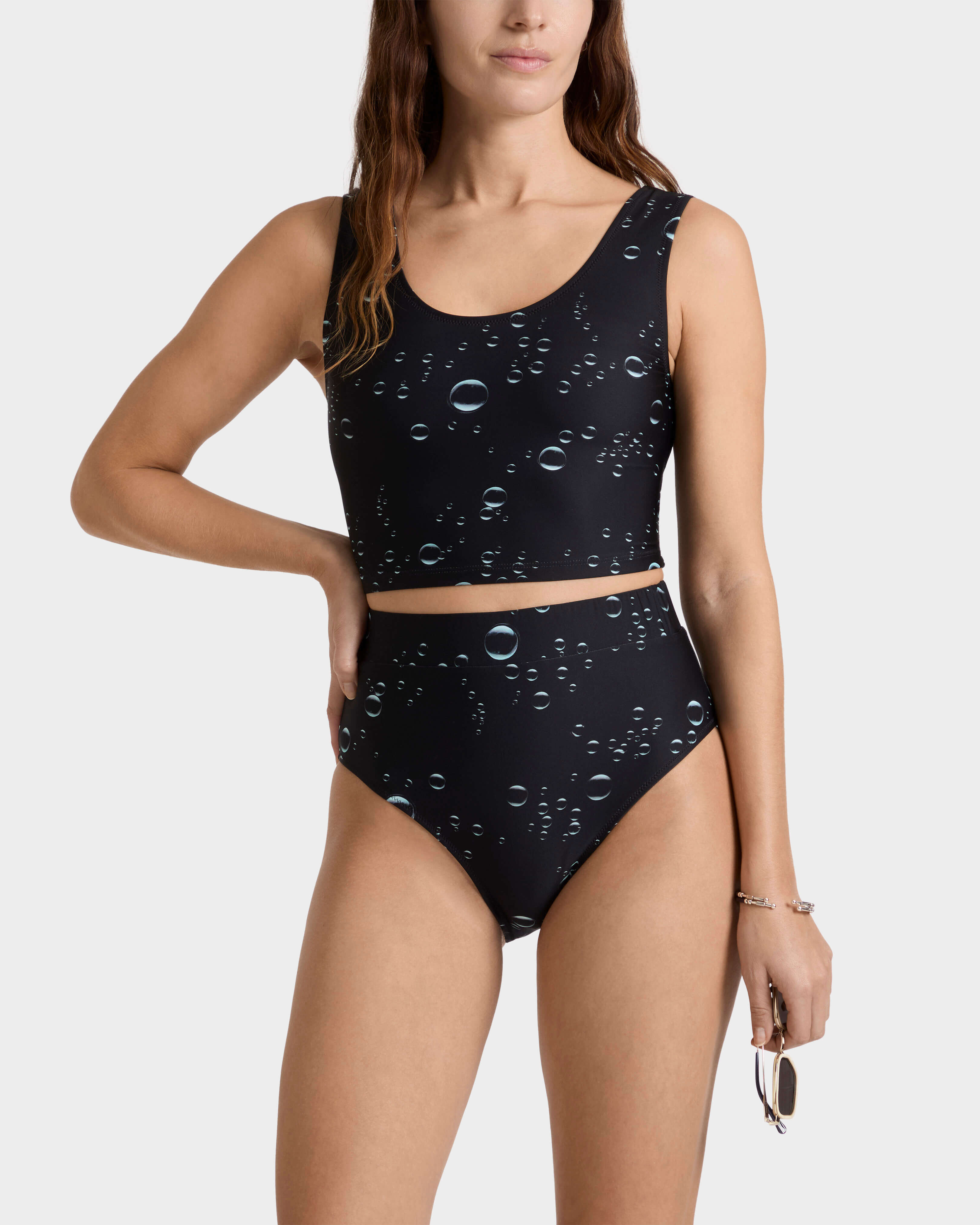 Top tankini donna Bubble 3D NERO frontworn view