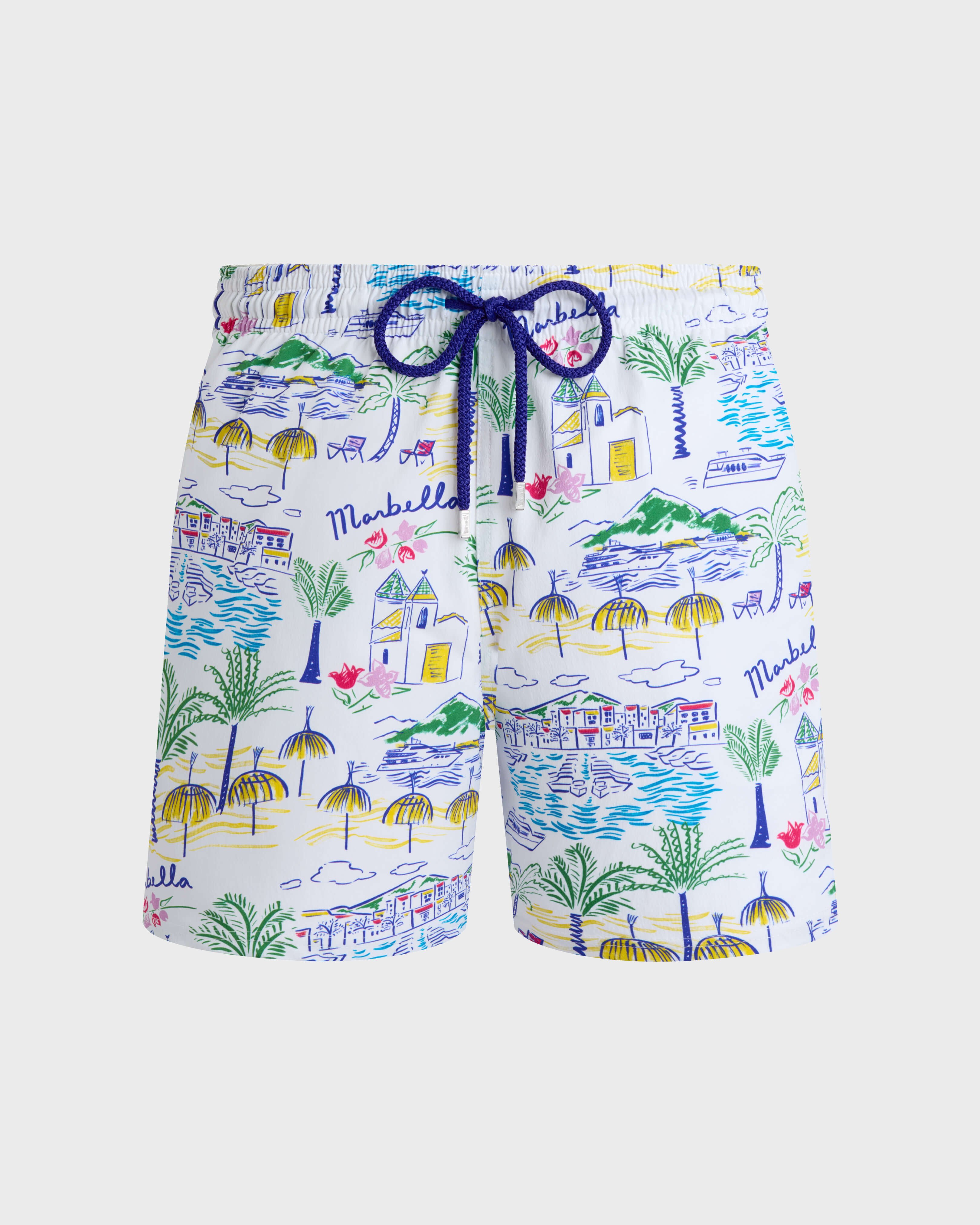 Kurze Marbella Stretch-Badeshorts für Herren WEISS front view