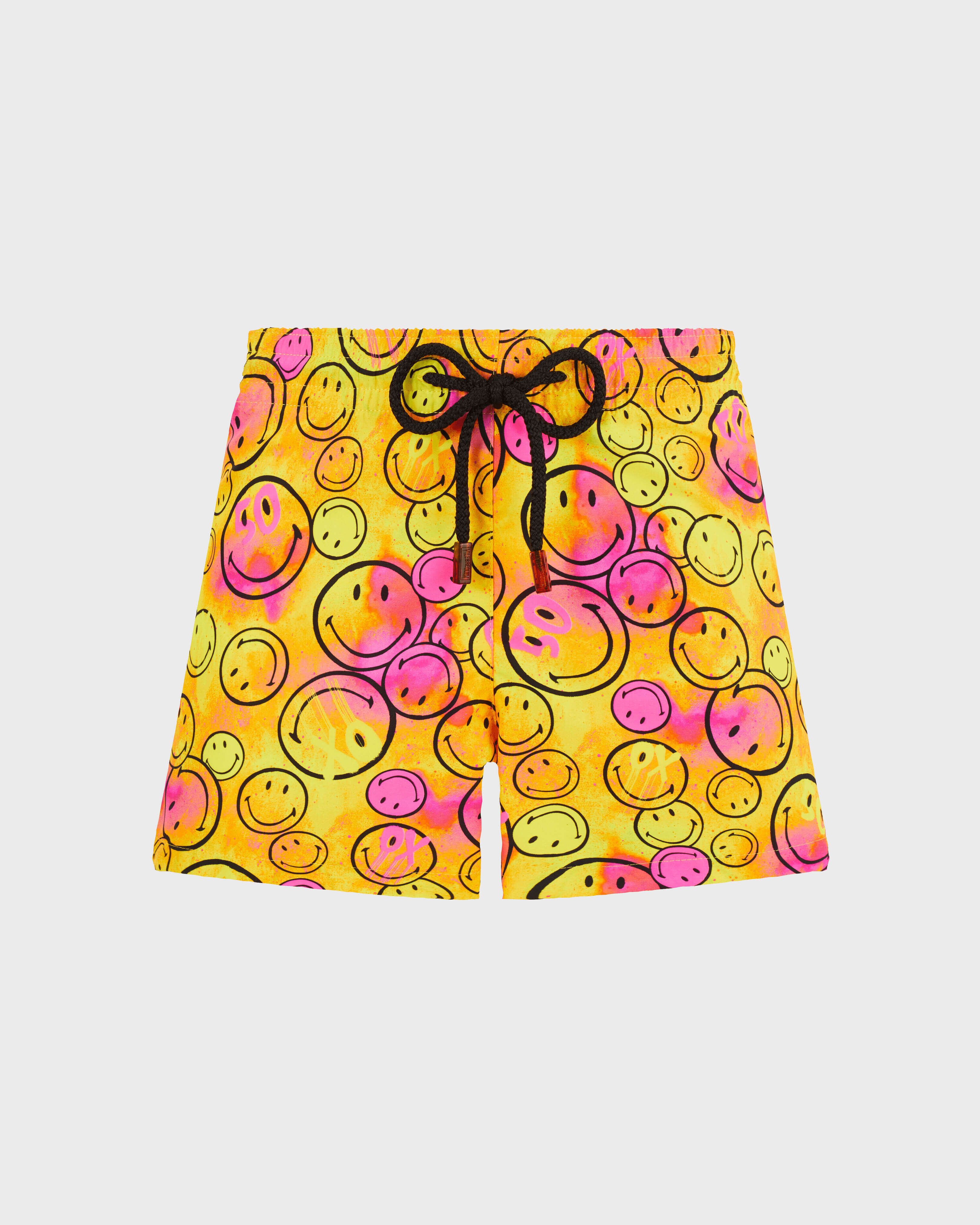 Pantalón corto de baño con estampado Monsieur André - Vilebrequin x Smiley® para mujer LIMON front view