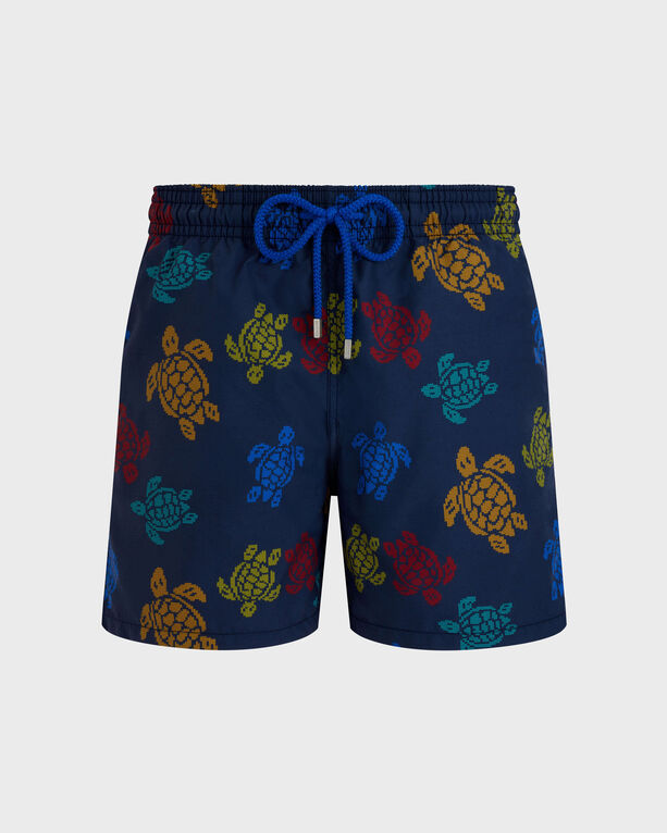 Vilebrequin - Men Swim Shorts Ronde Des Tortues Tricot - Vilebrequin X Falke - Swimwear - Moorea - Blue - Size XXXL