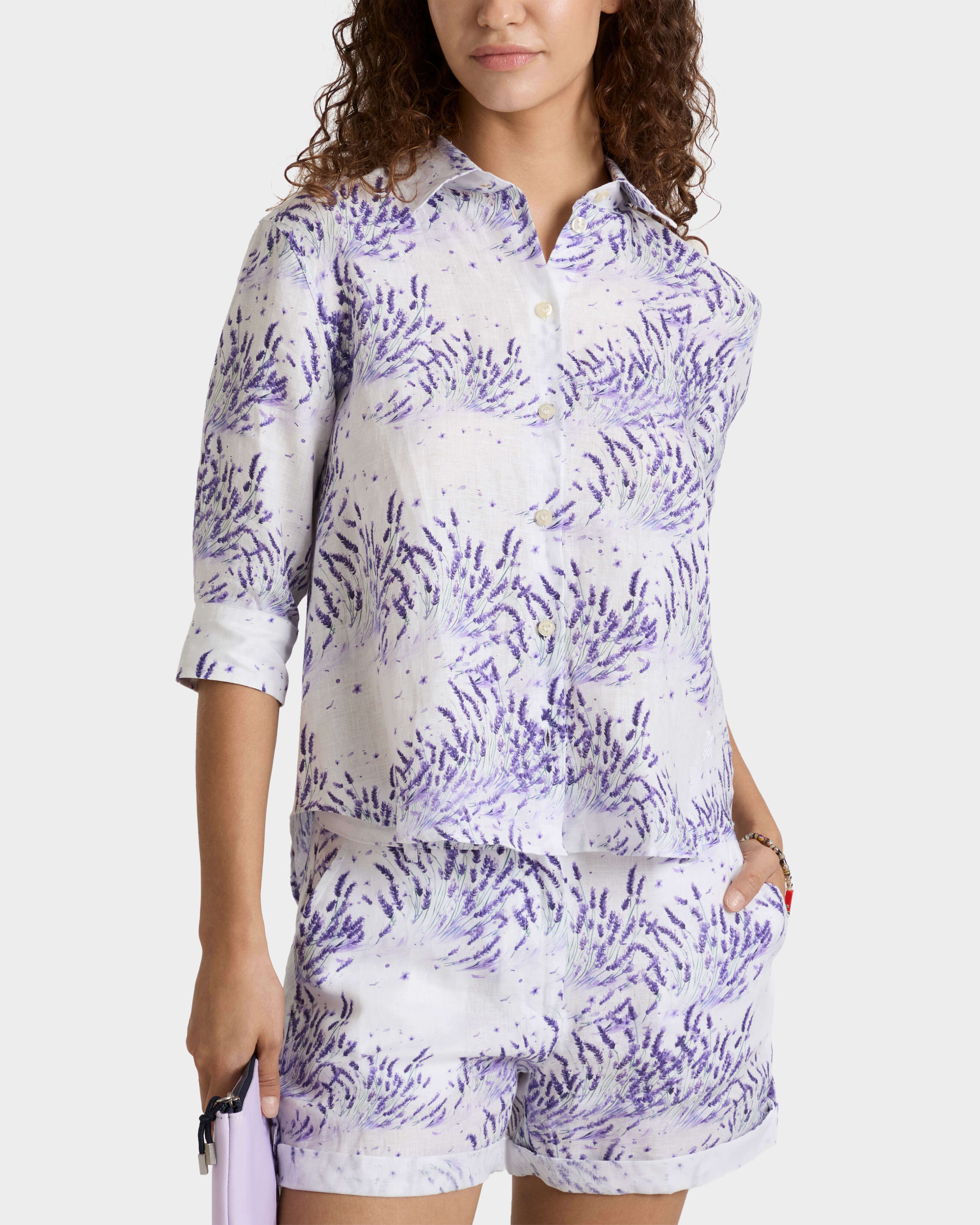 Women Linen Shirt Lavender - IN STOCK May 12th WHITE supp2 view