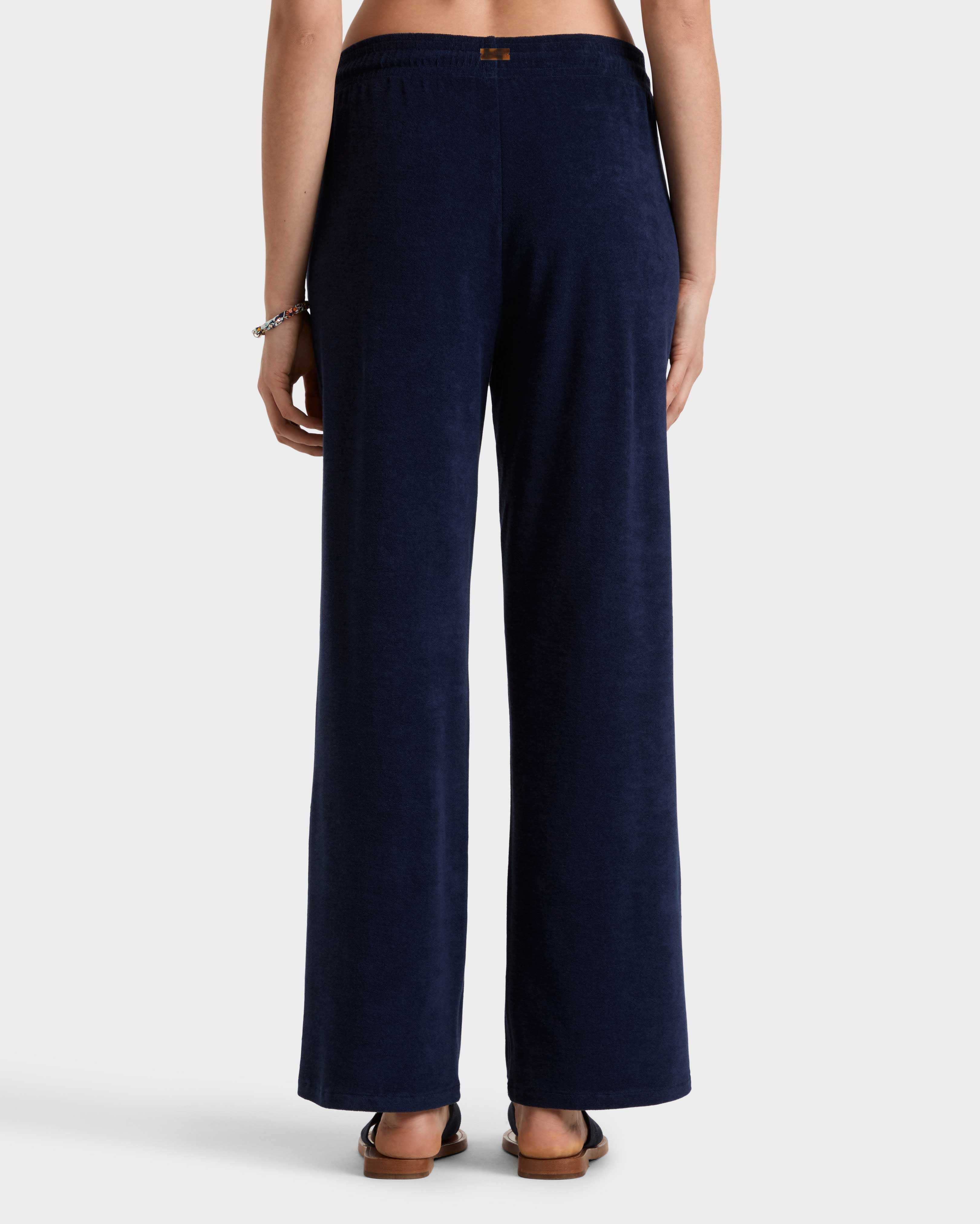Women Terry Pants Solid NAVY backworn view
