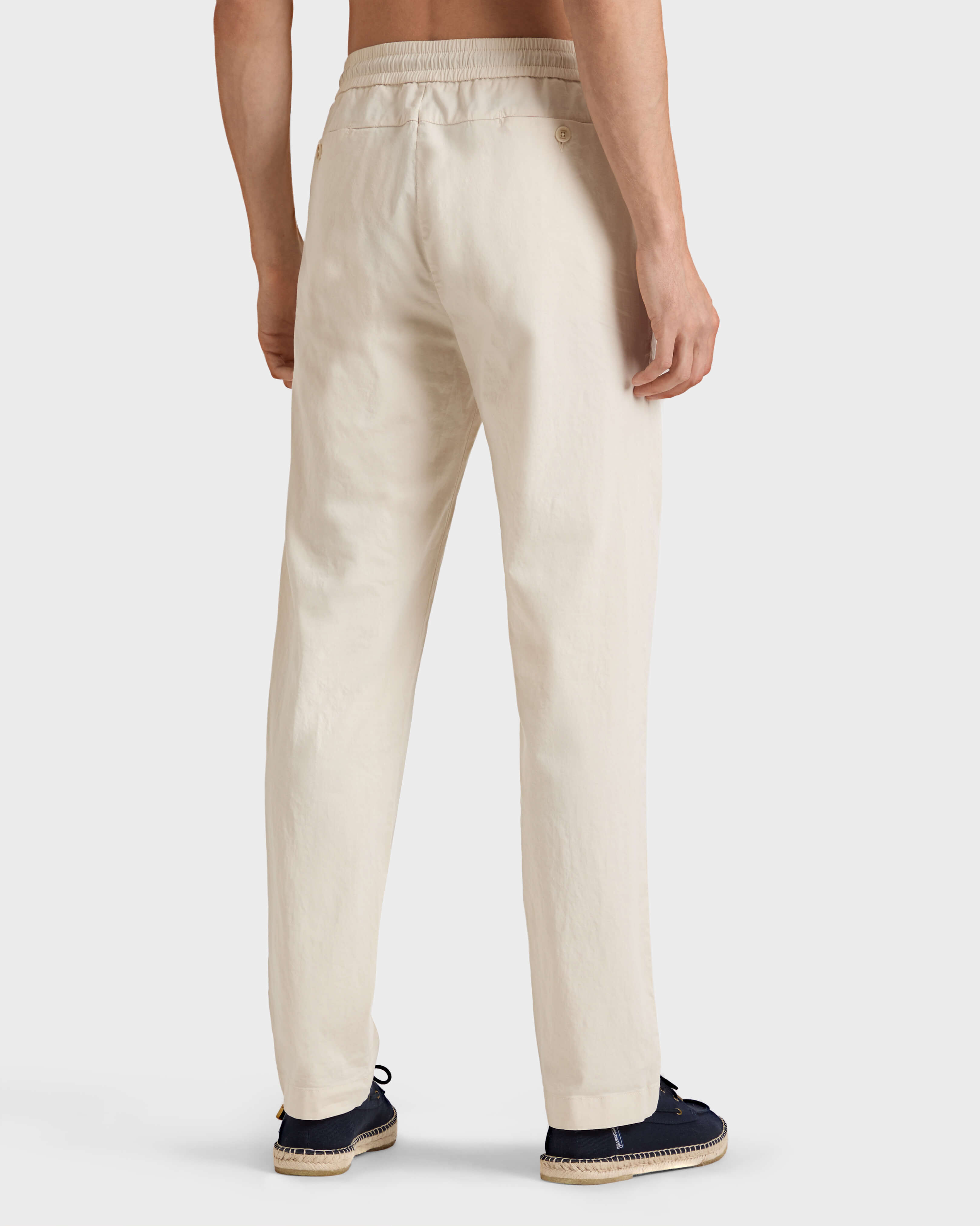 Men Satin Cotton Elastic Waist Pants Solid BRUME backworn view