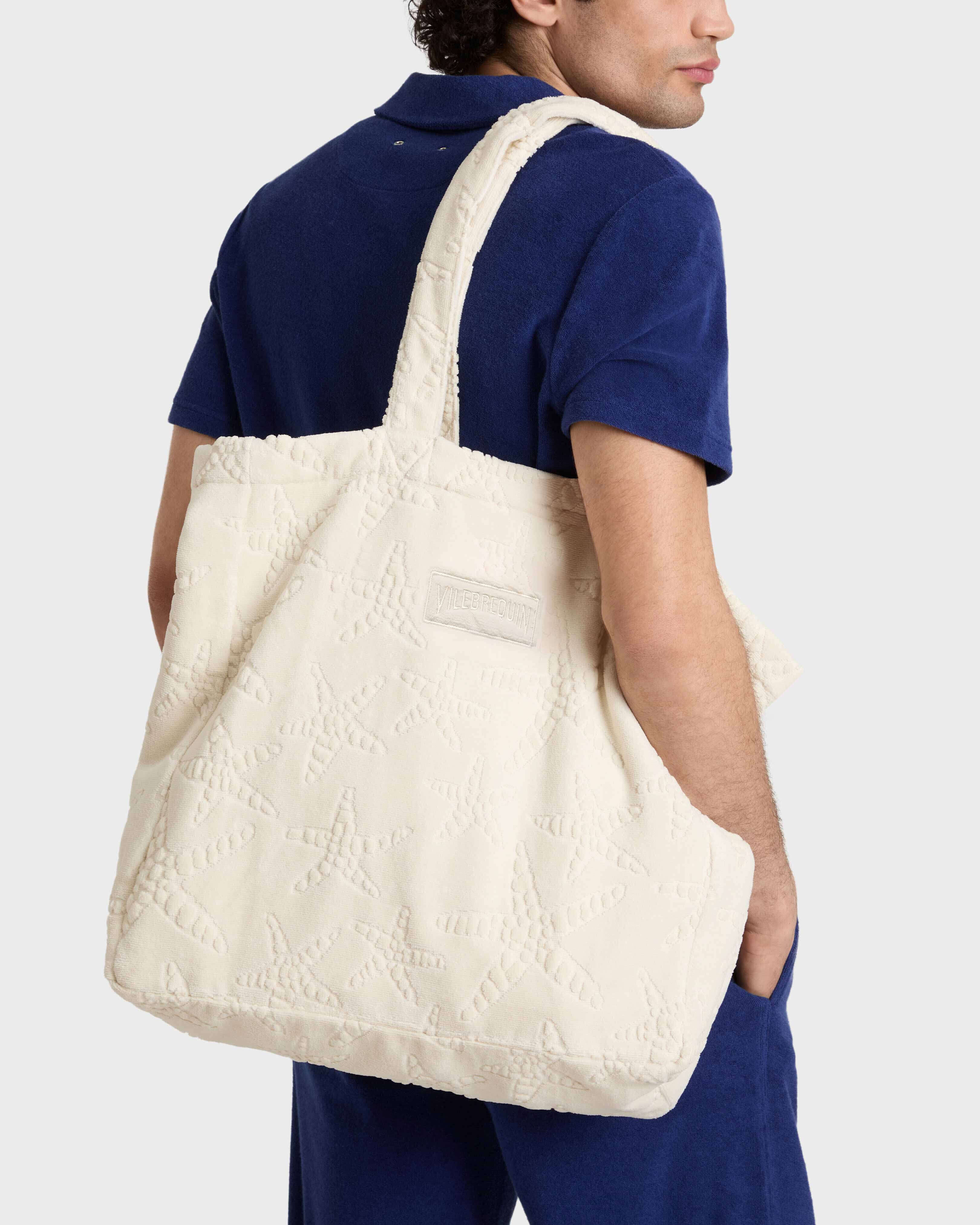 Borsa da spiaggia in spugna Starfish Jacquard BRUME frontworn view