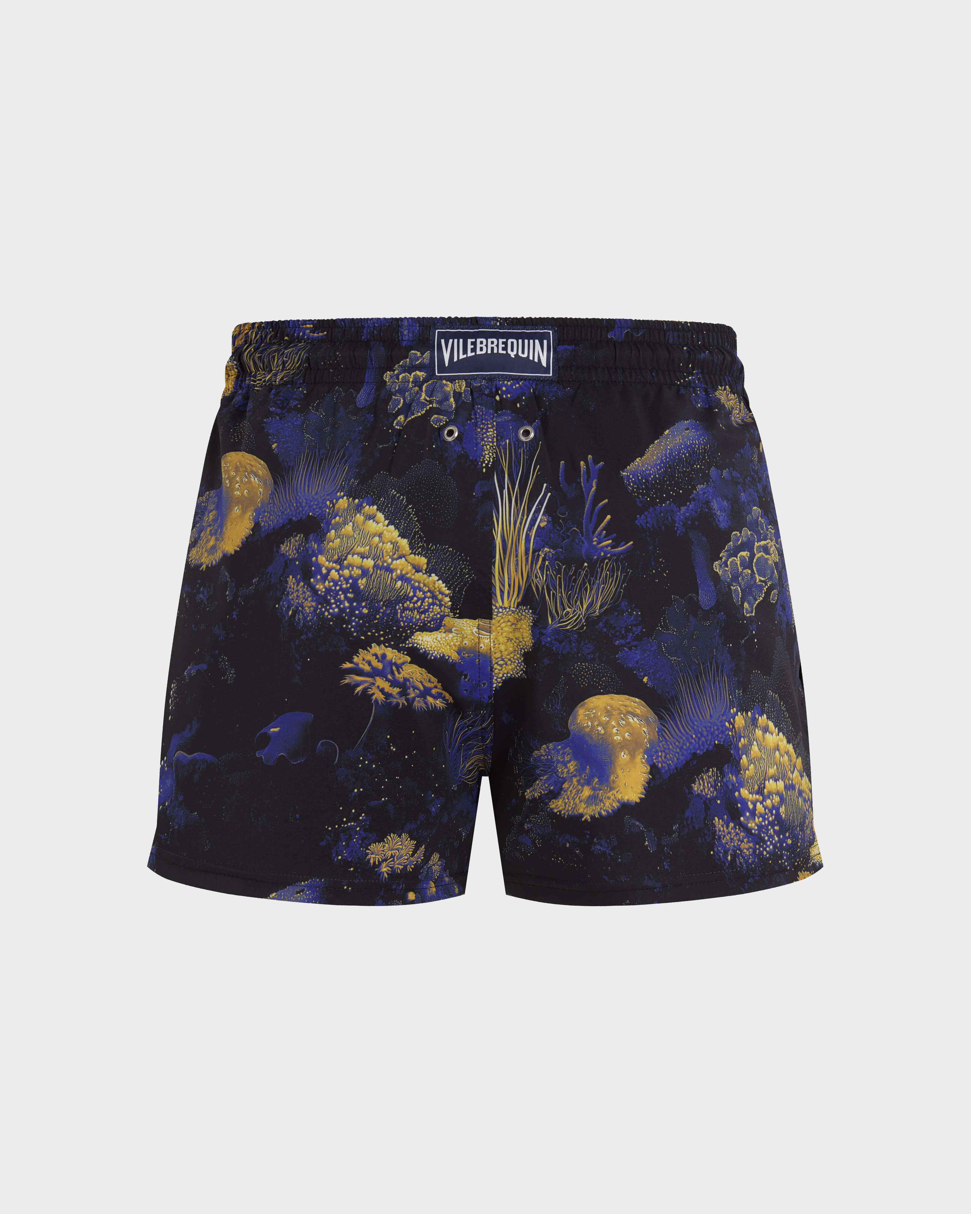 Kurze Coral Reef Stretch-Badeshorts für Herren SCHWARZ back view