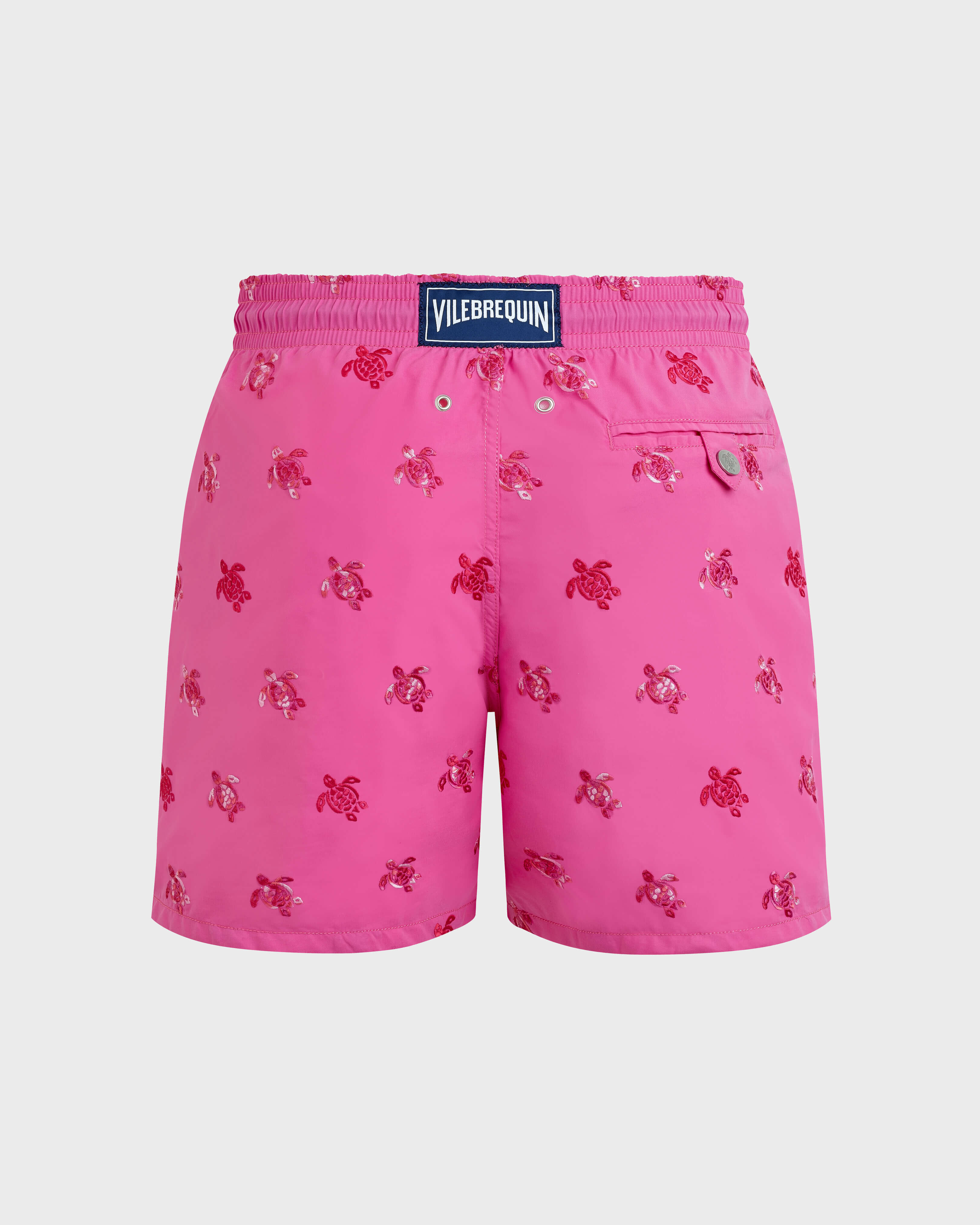 Men Swim Trunks Embroidered Micro Ronde des Tortues Diagonale - Limited Edition OLEANDER back view