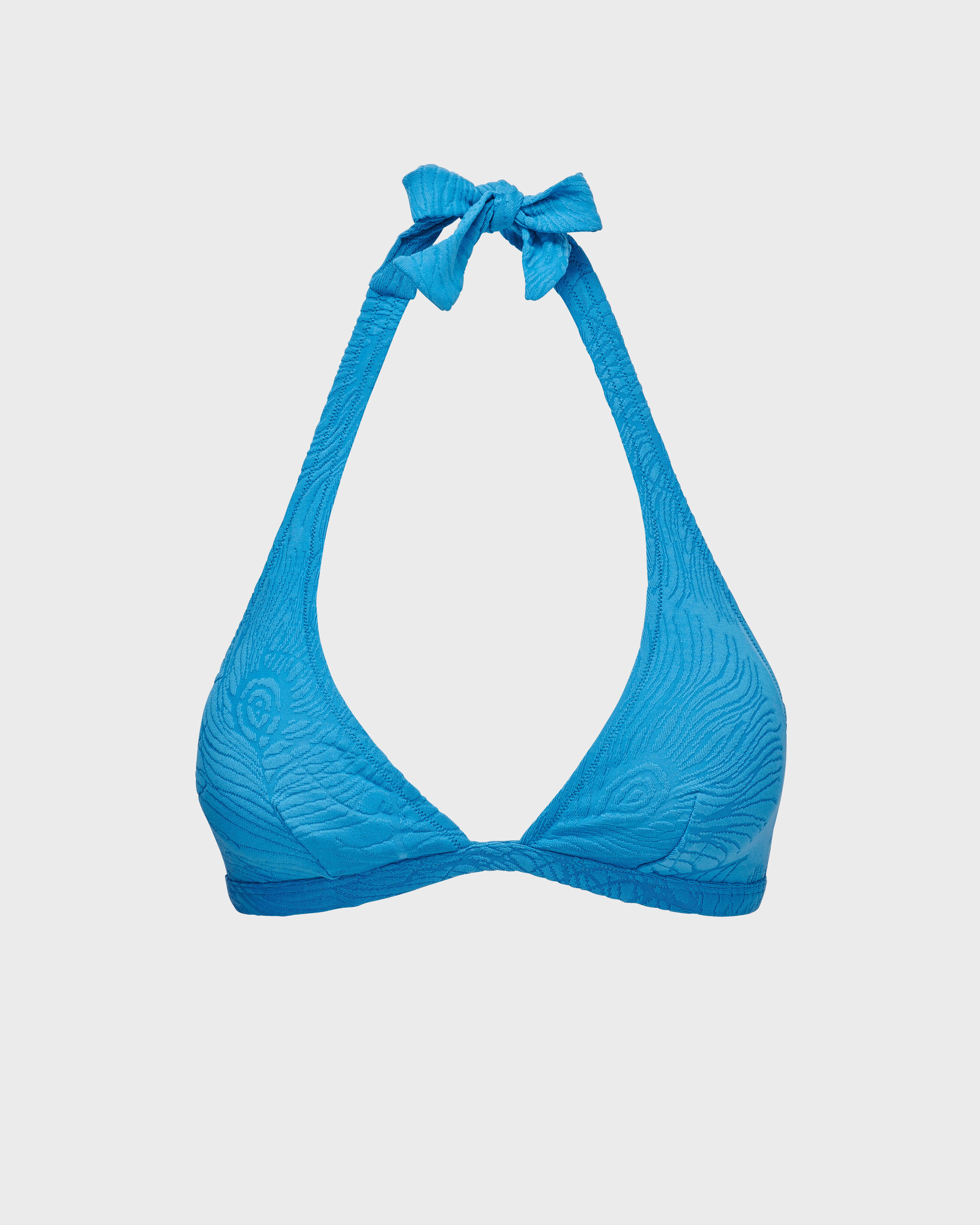 Haut de maillot de bain foulard femme Plumes Jacquard CALANQUE front view