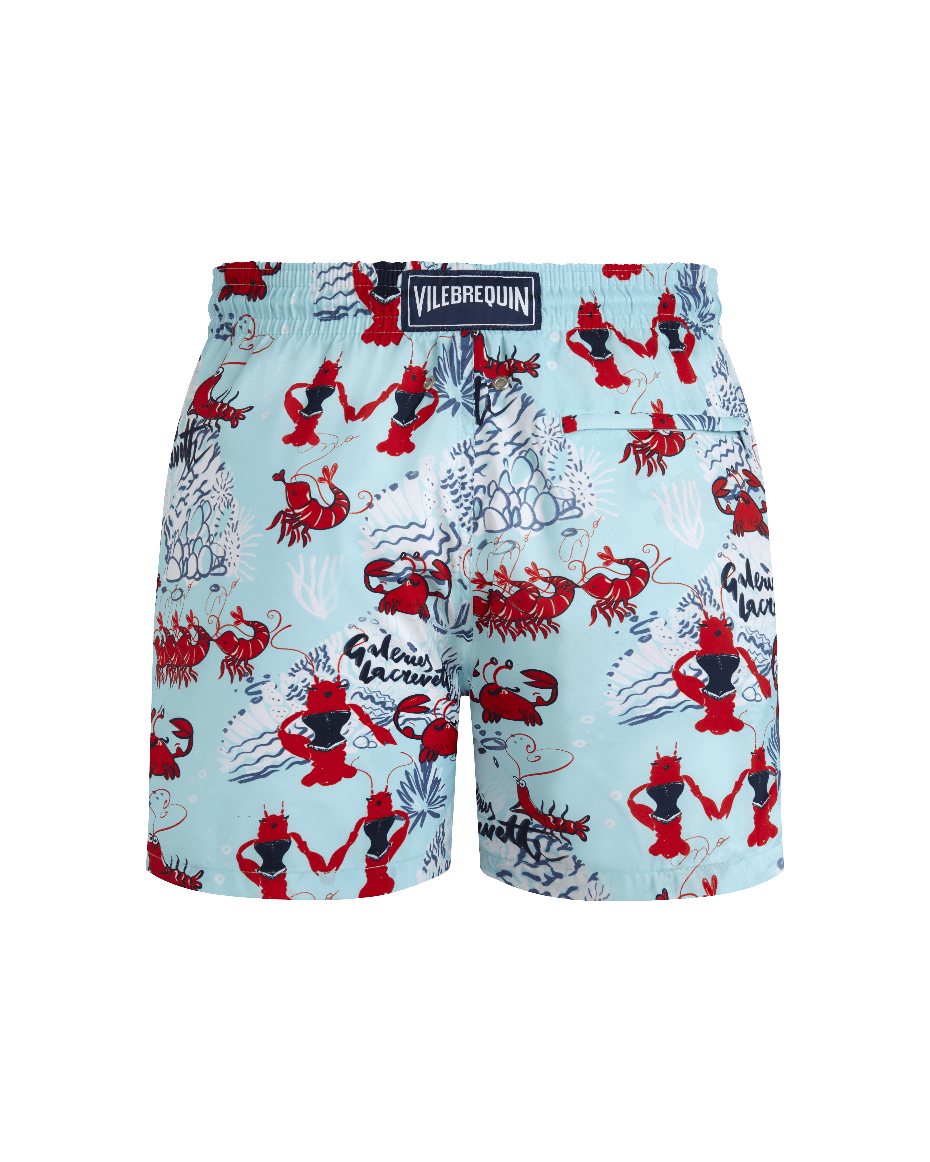 Men Swim Shorts Ultra-Light and Packable Crevettes en fête THALASSA back view
