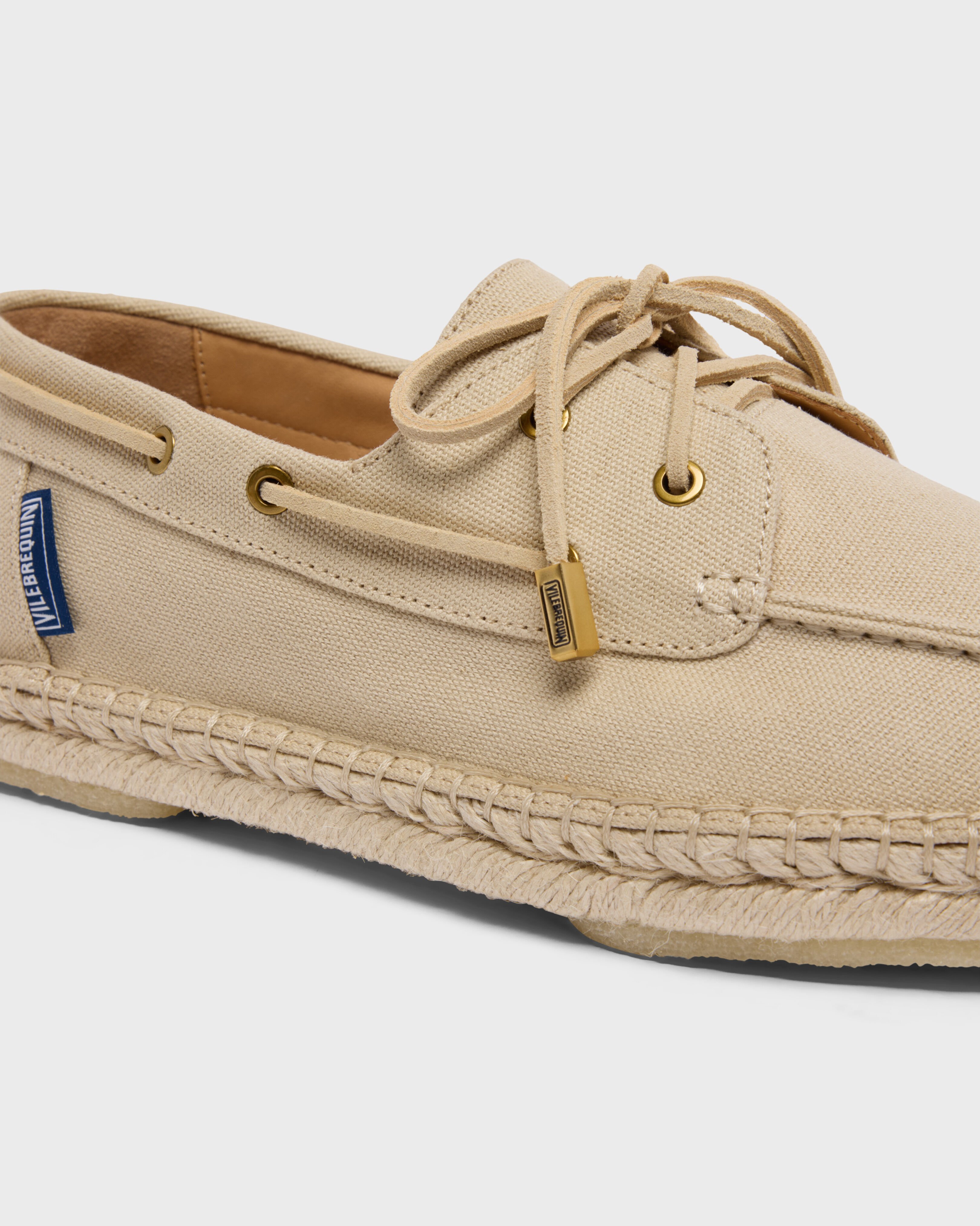 Men Canvas Loafers Solid ECRU backworn view