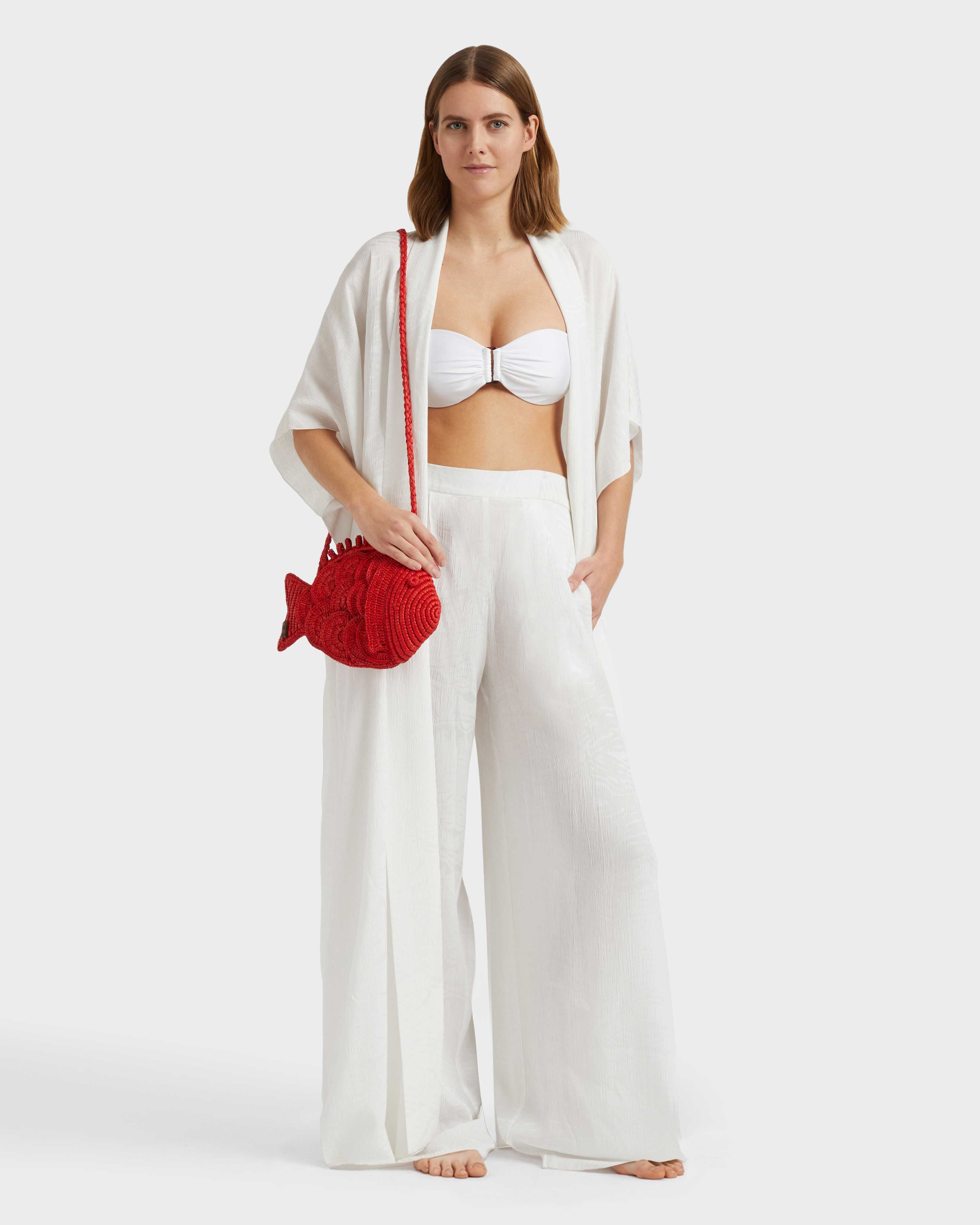 Women Crêpe Pants Jacquard Silk WHITE supp1 view