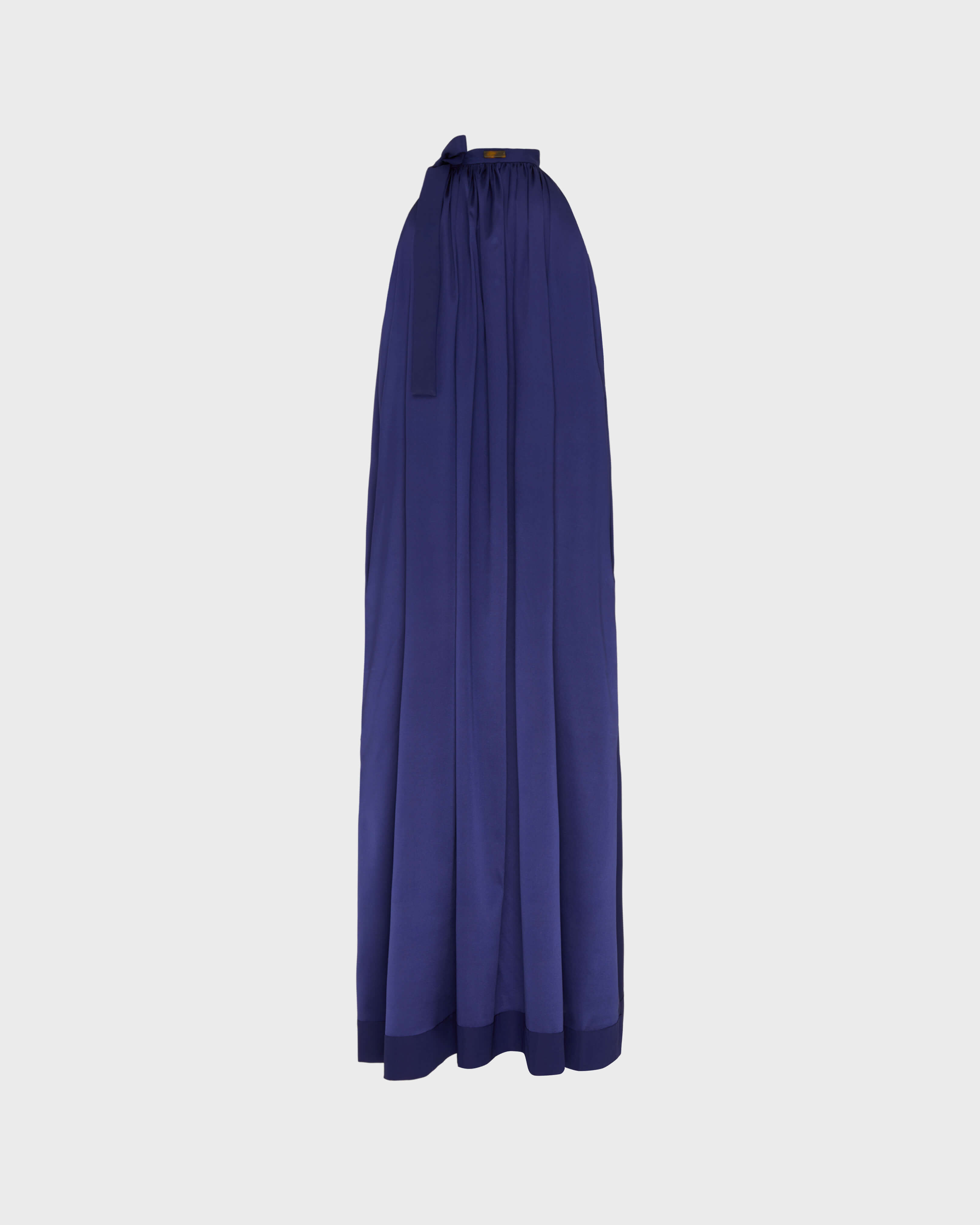 Vestido largo de satén de seda liso para mujer MIDNIGHT back view