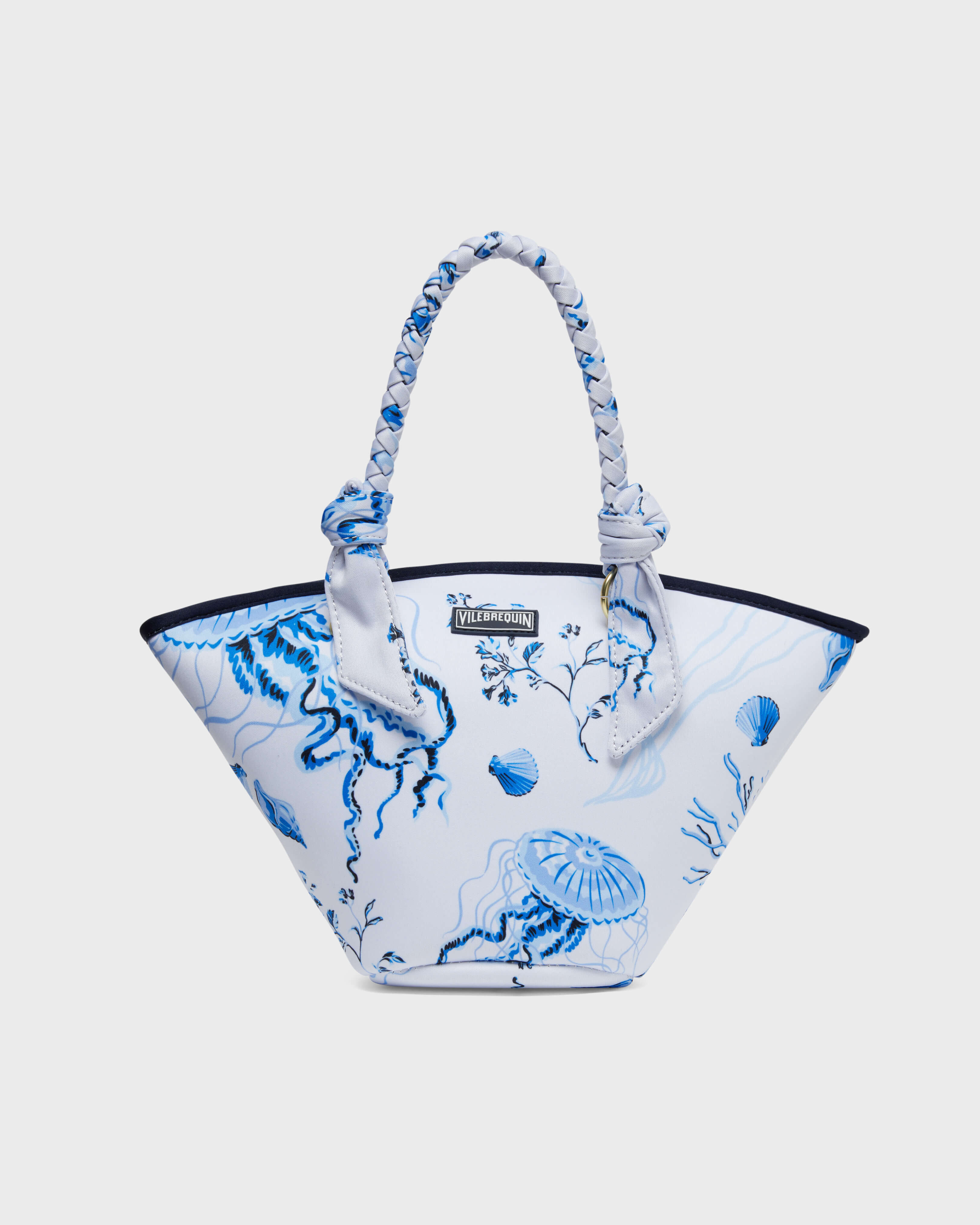 Women Beach bag Medusa and Shells WHITE front view