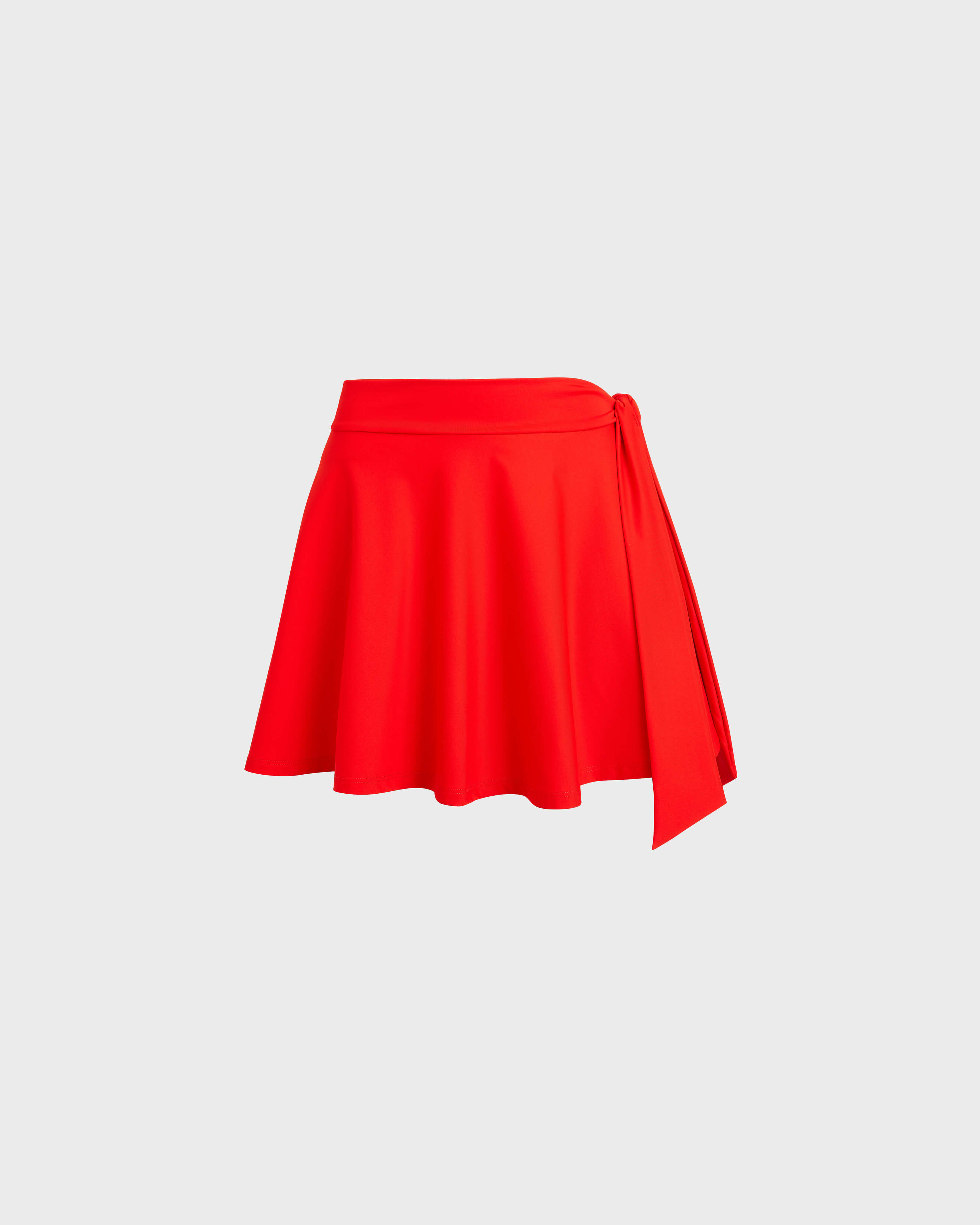 Women Beach Skirt Solid POPPY RED front view