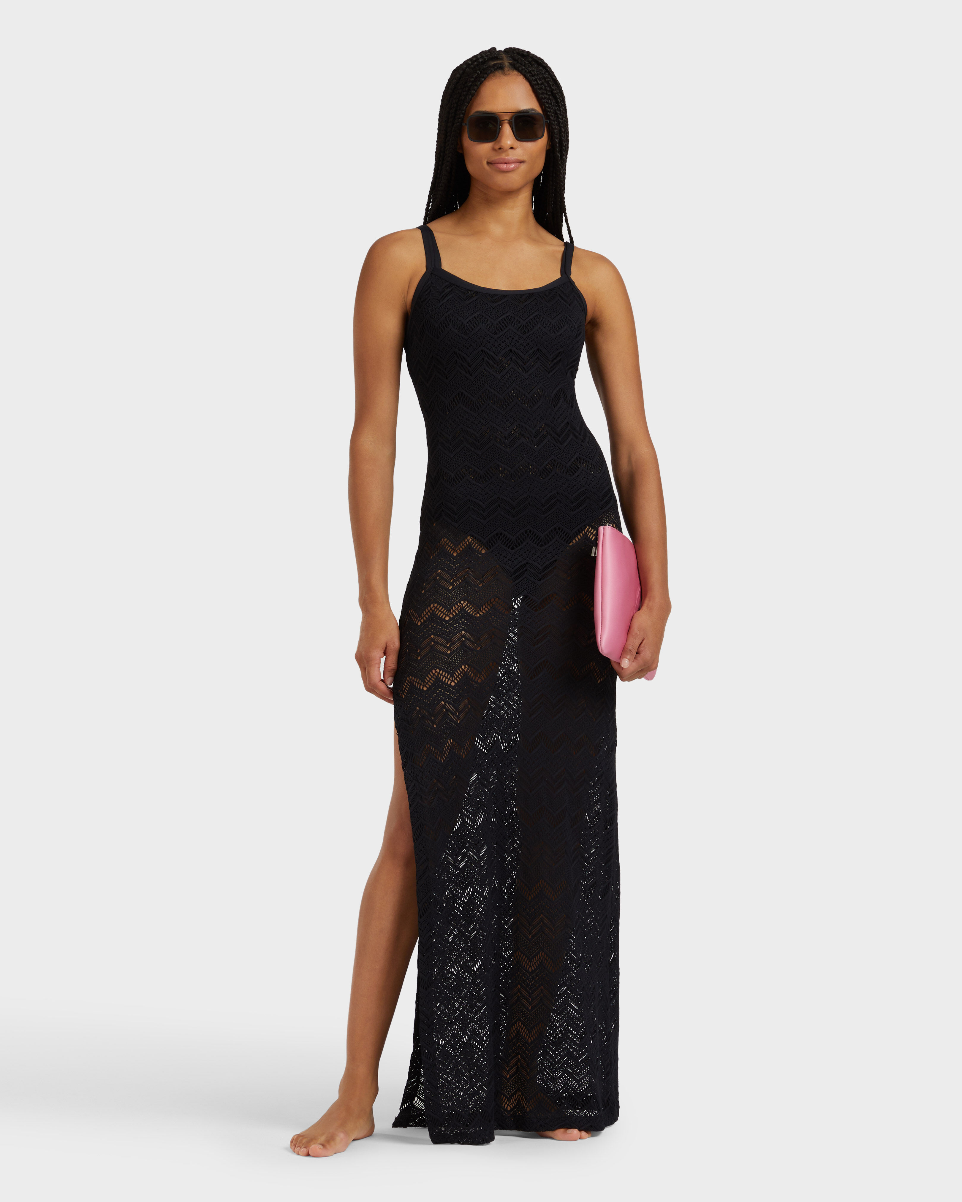 Women Long Mesh Dress BLACK supp1 view