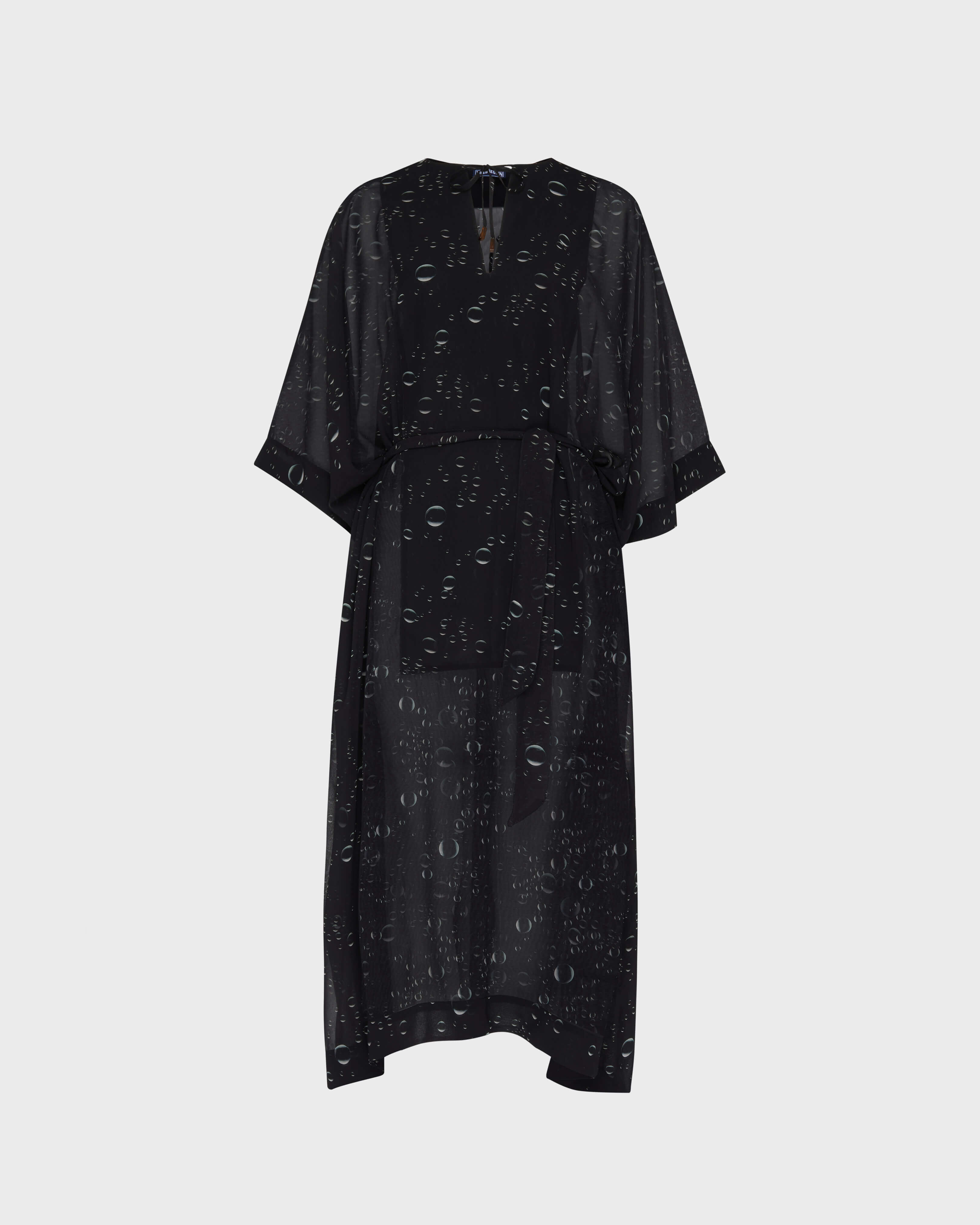 Caftan en crêpe georgette femme Bubble 3D NOIR front view