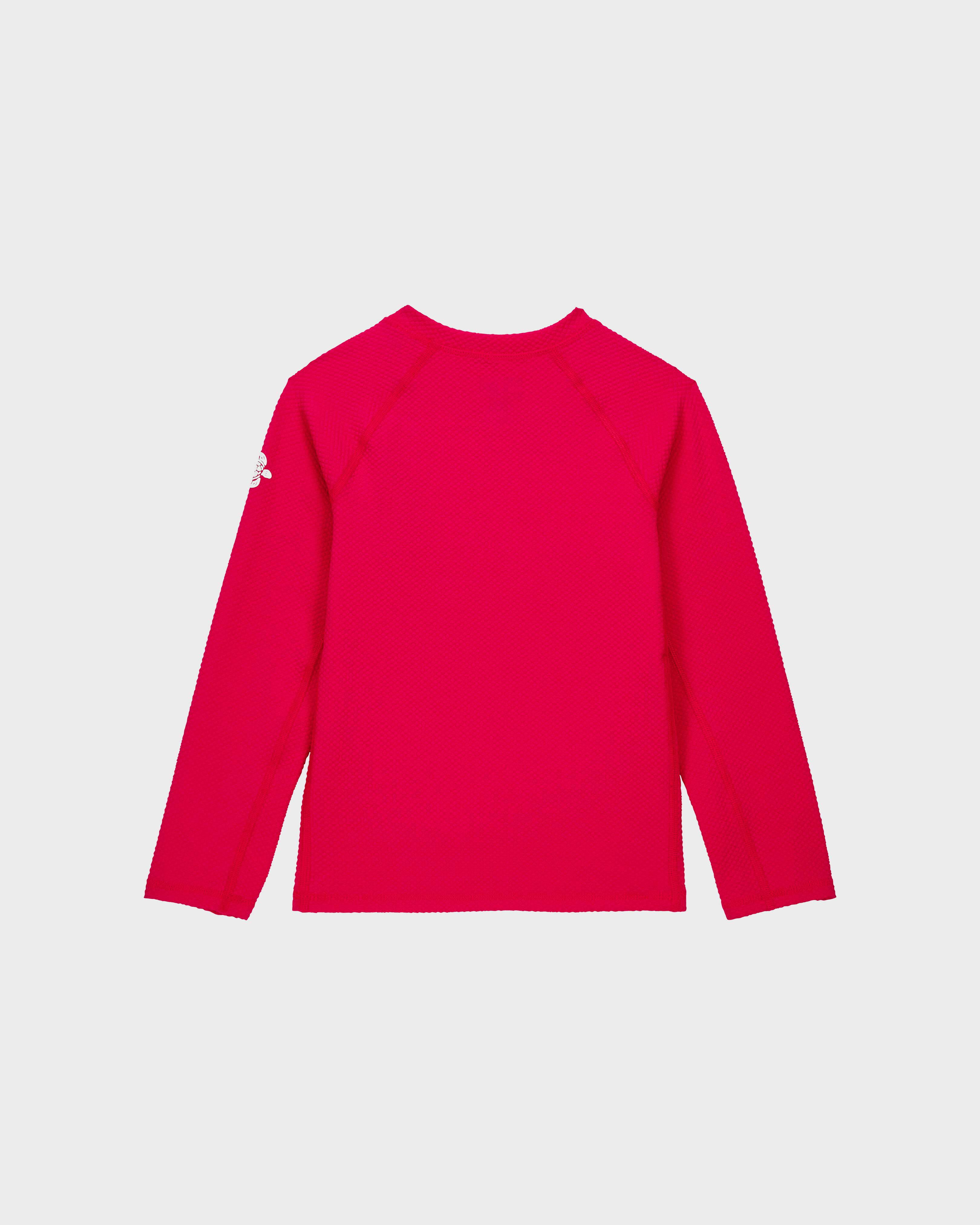 Strukturierter Solid Rashguard für Kinder FUCSIA ROT back view