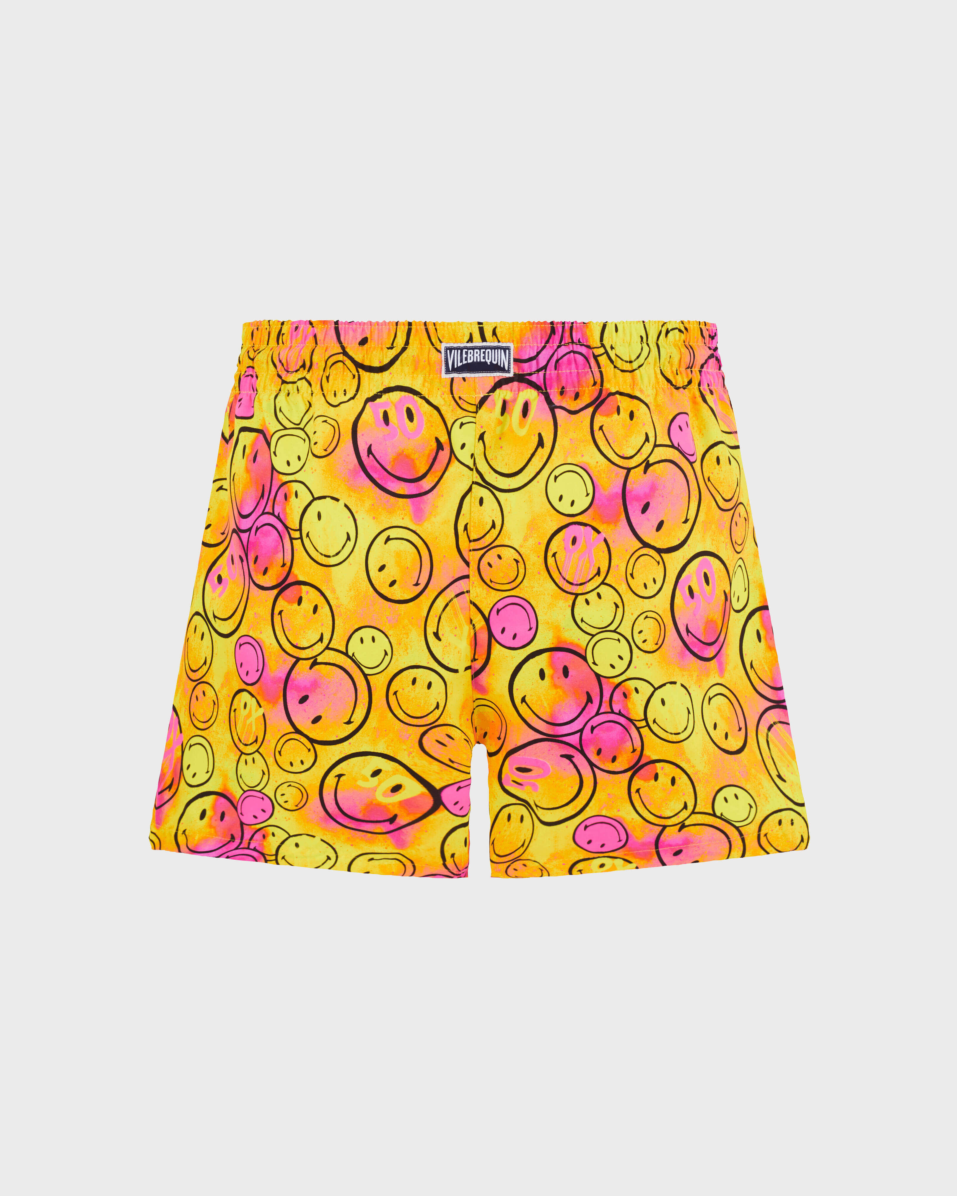 Pantalón corto de baño con estampado Monsieur André - Vilebrequin x Smiley® para mujer LIMON back view
