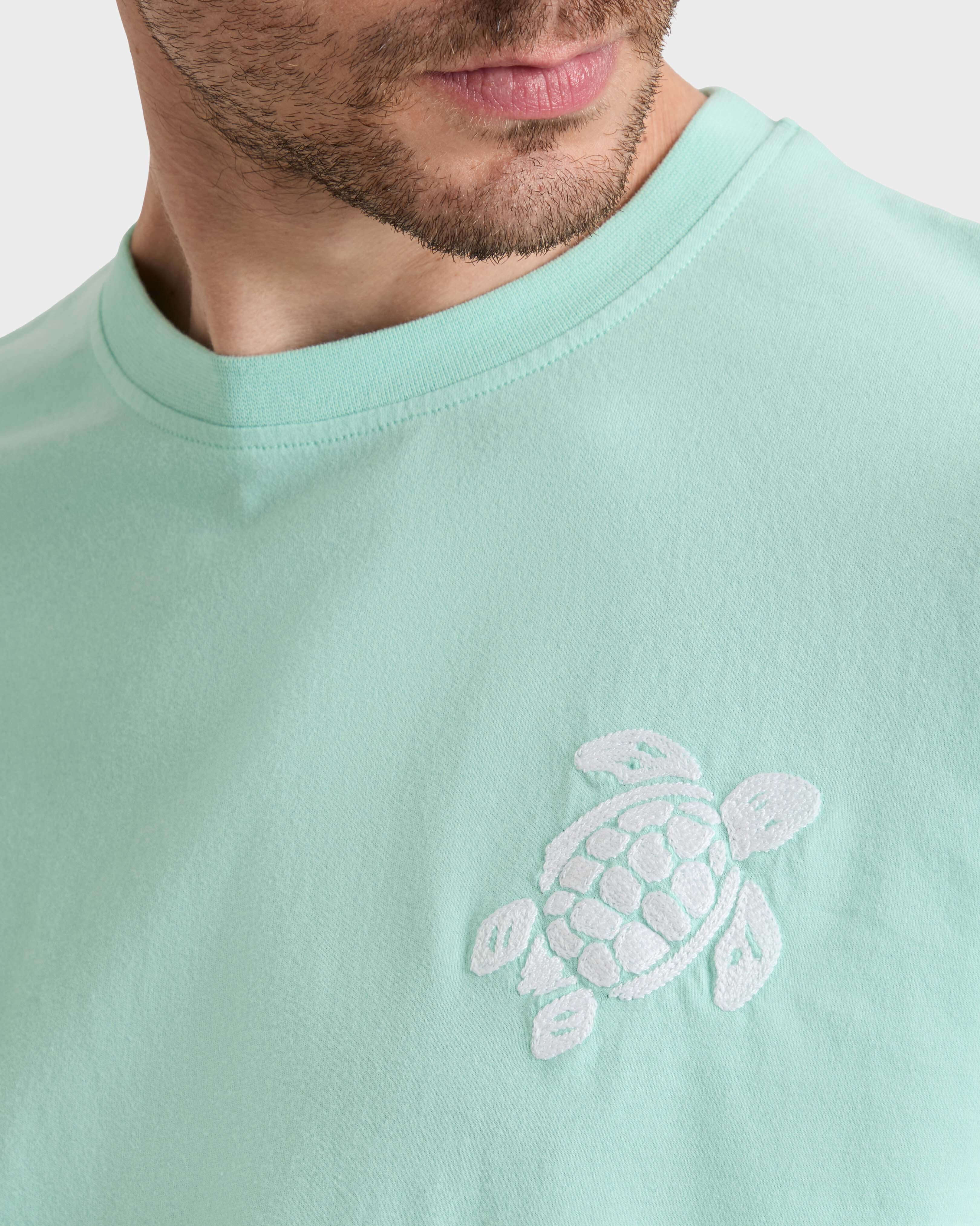 Men Organic Cotton T-shirt Big Turtle Embroidery CARIBBEAN supp1 view