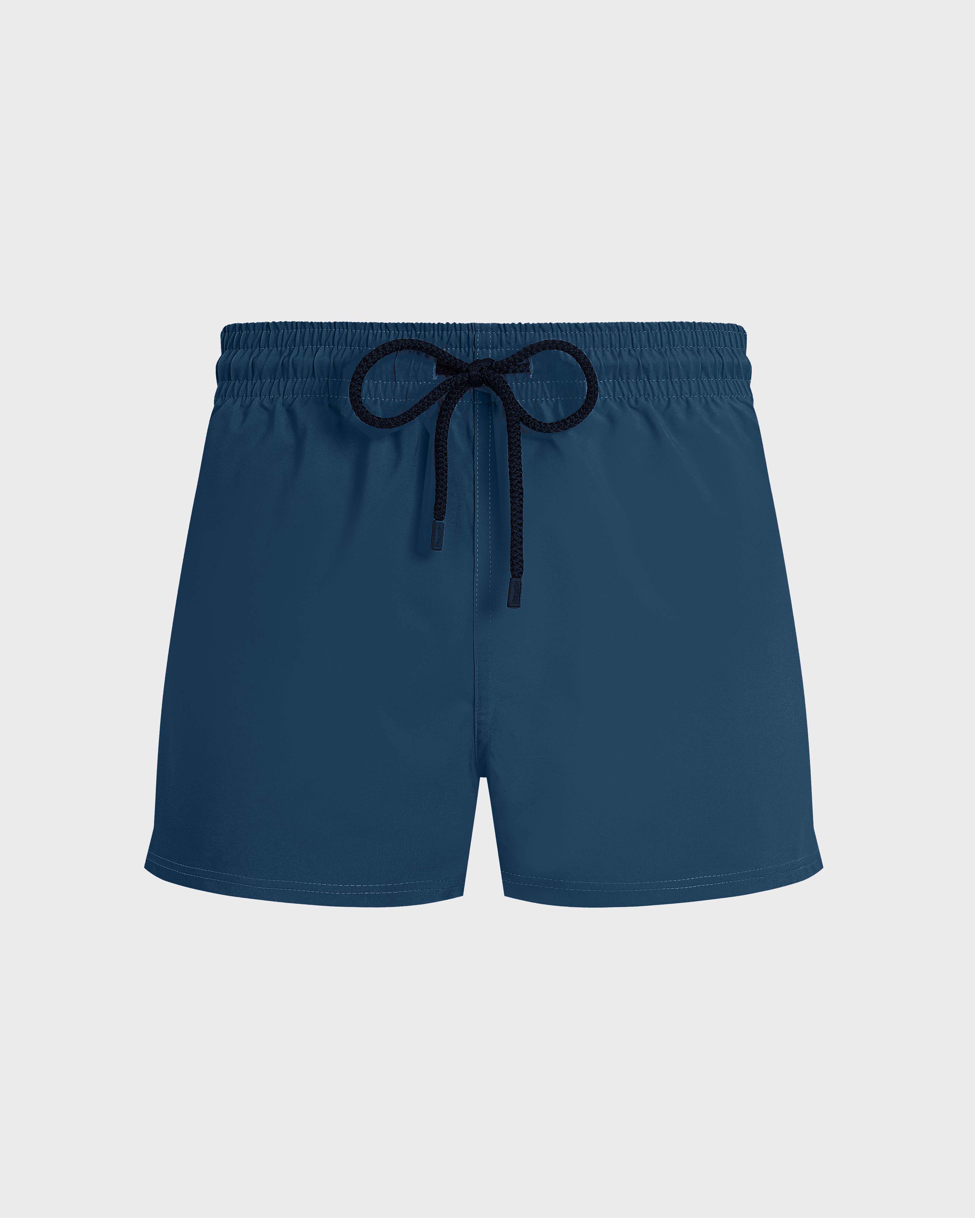 Men Swimwear Short and Fitted Stretch Solid PEACOCK front view