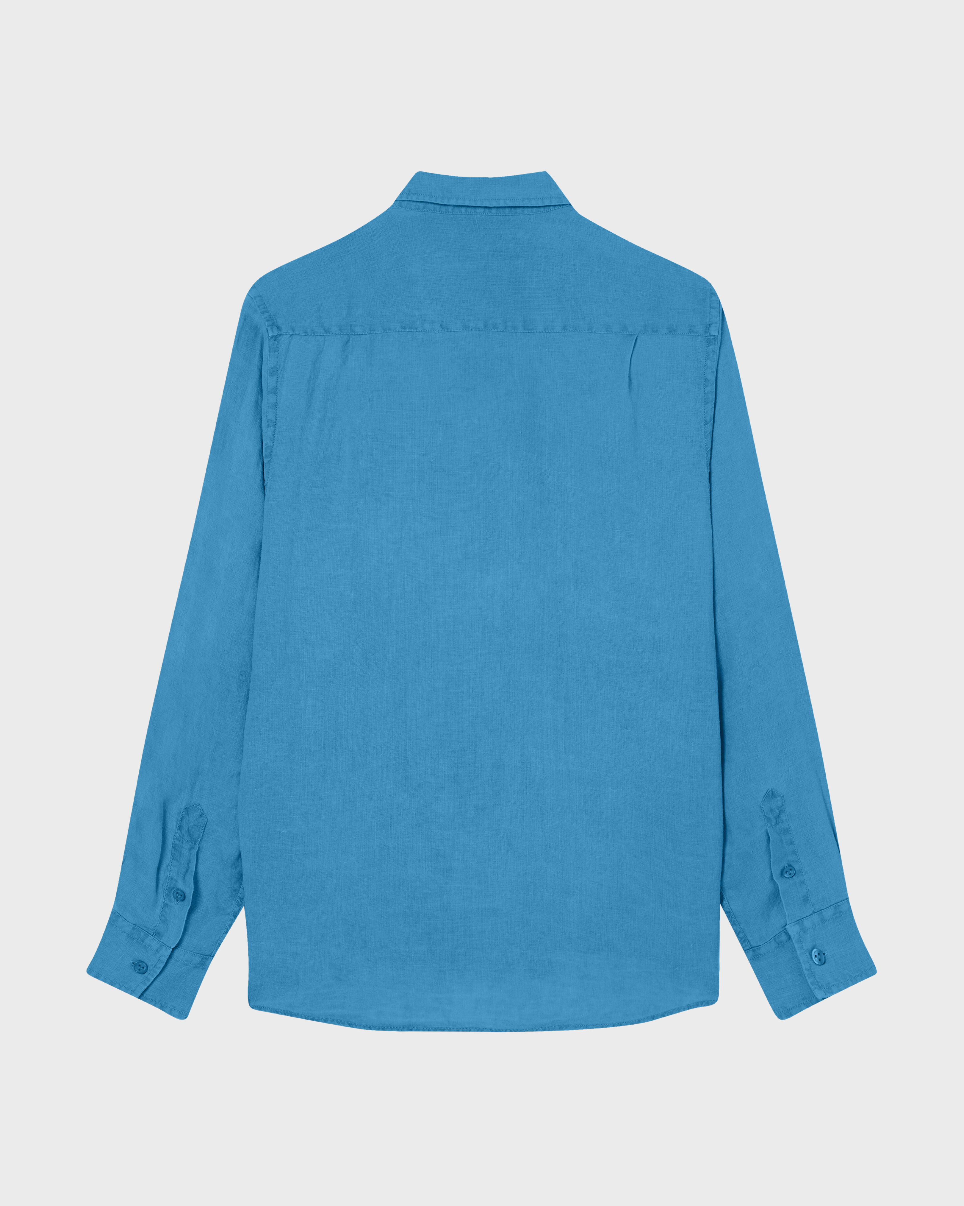 Men Linen Shirt Solid PEACOCK back view