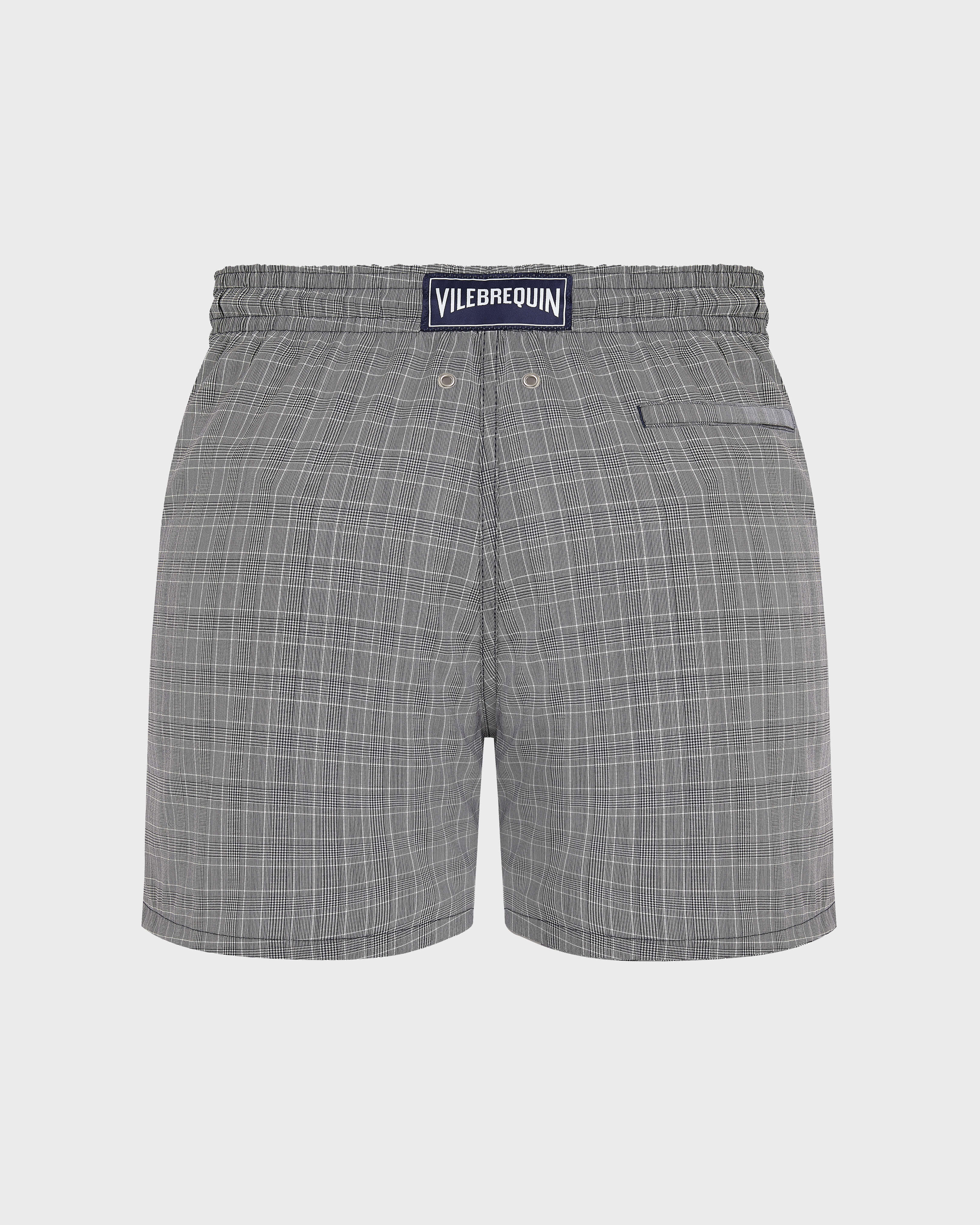 Men Ultrafine Wool Swim Shorts Prince of Wales Check NAVY back view