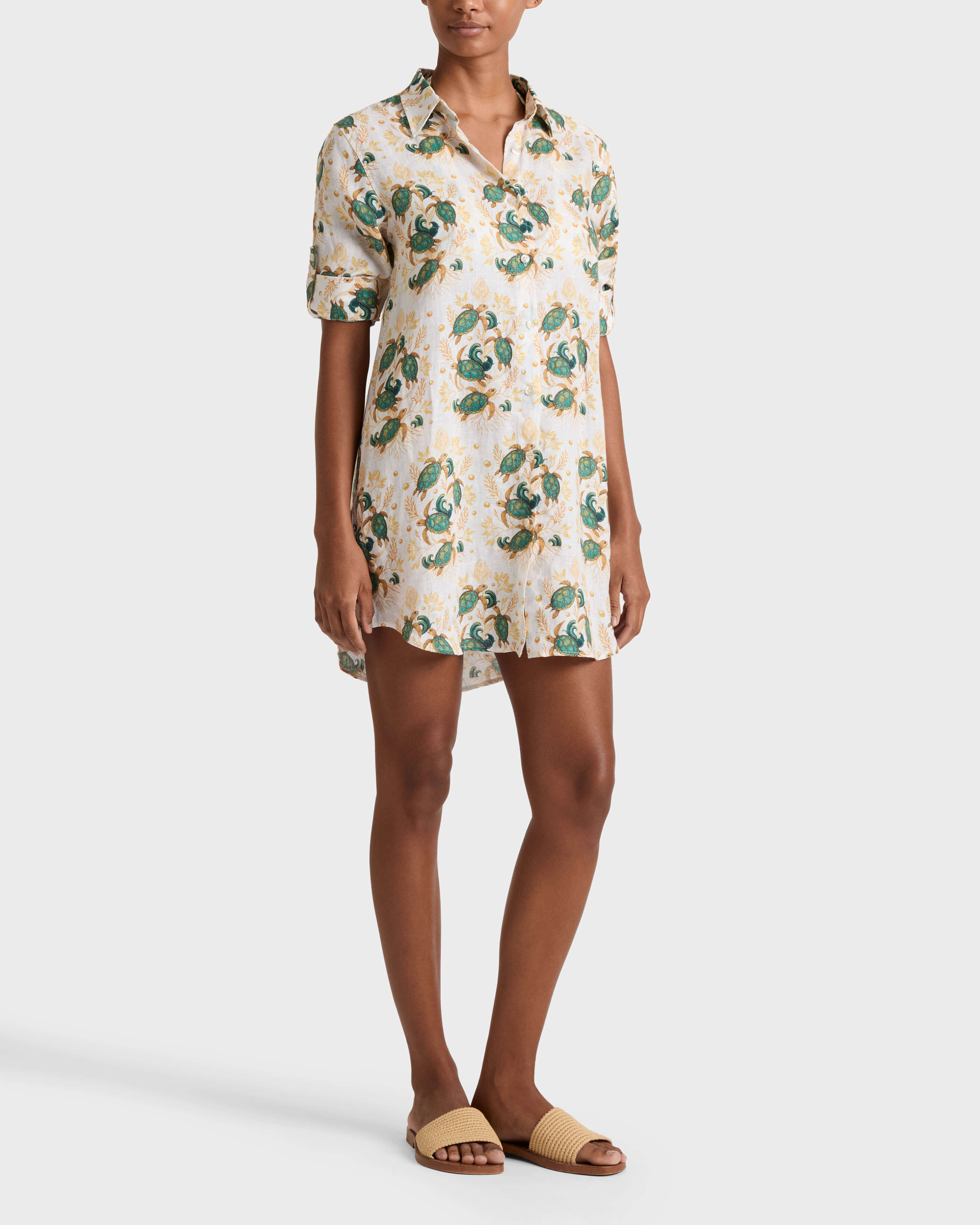 Women Linen Shirt Mangrove Turtles - Vilebrequin x Abu Dhabi WHITE supp1 view
