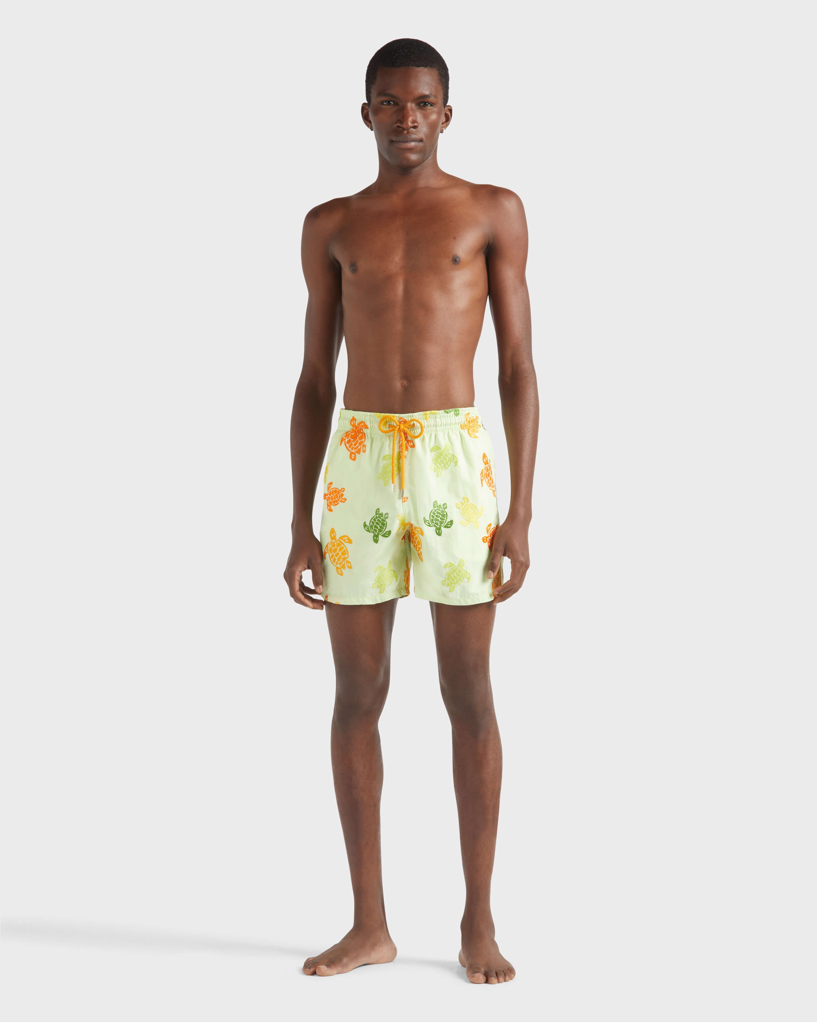 Men Swim Shorts Embroidered Tortue Multicolore - Limited Edition MACAROON frontworn view