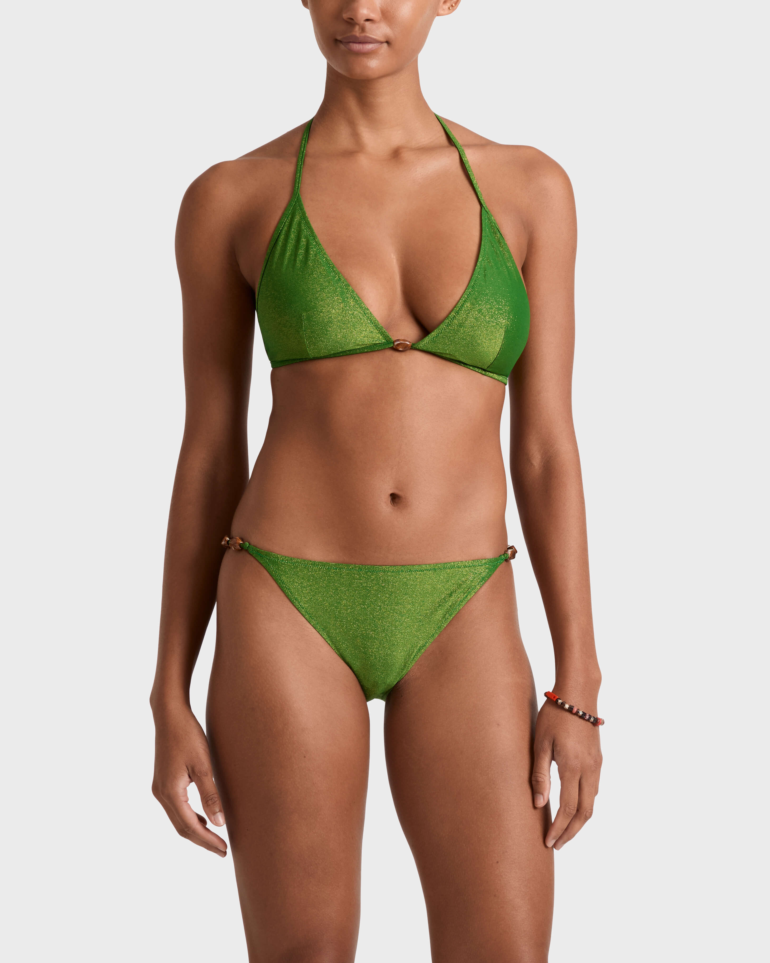 Women Triangle Bikini Top Iridescent Jersey TROPICAL backworn view
