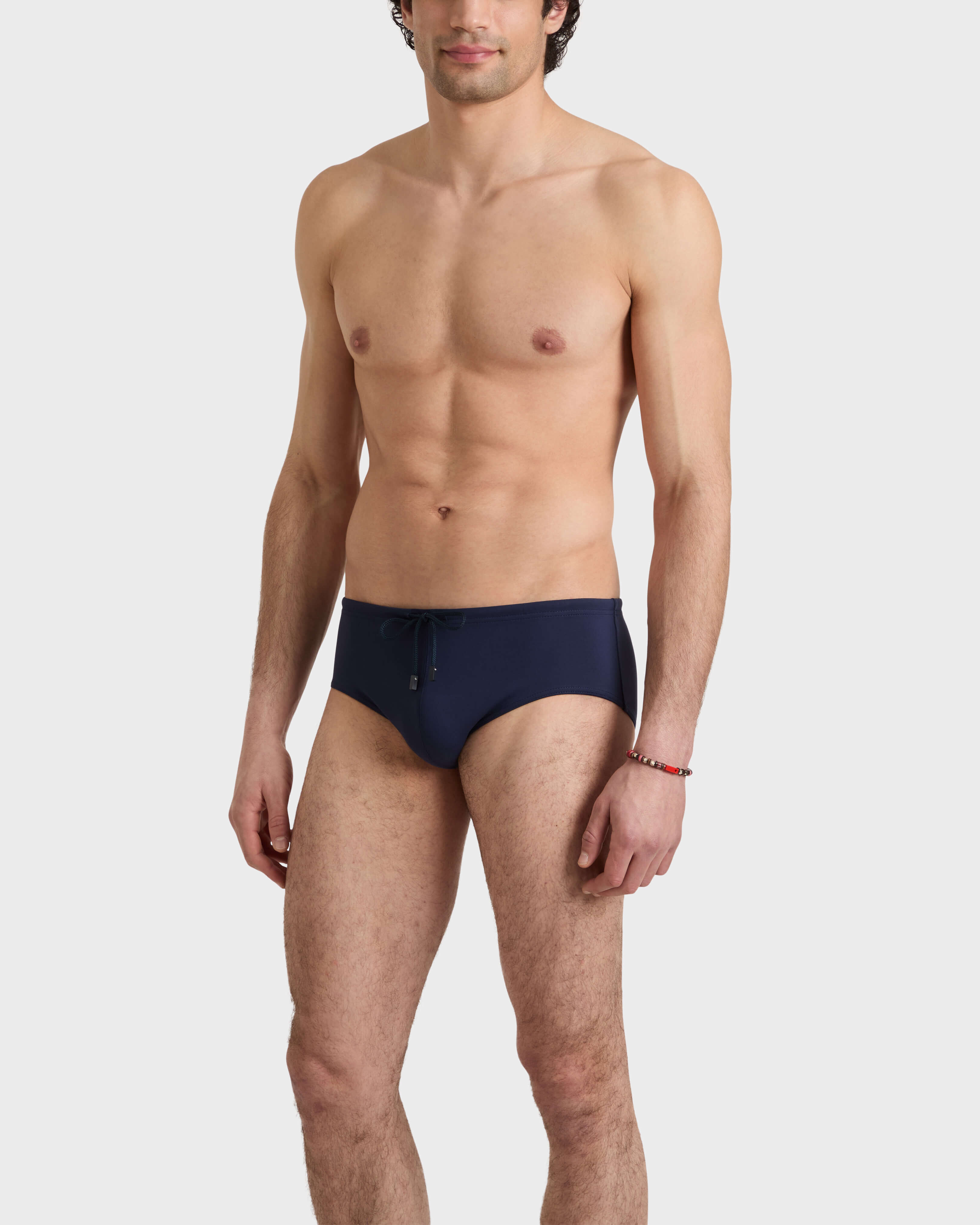 Men Swim brief Solid NAVY frontworn view