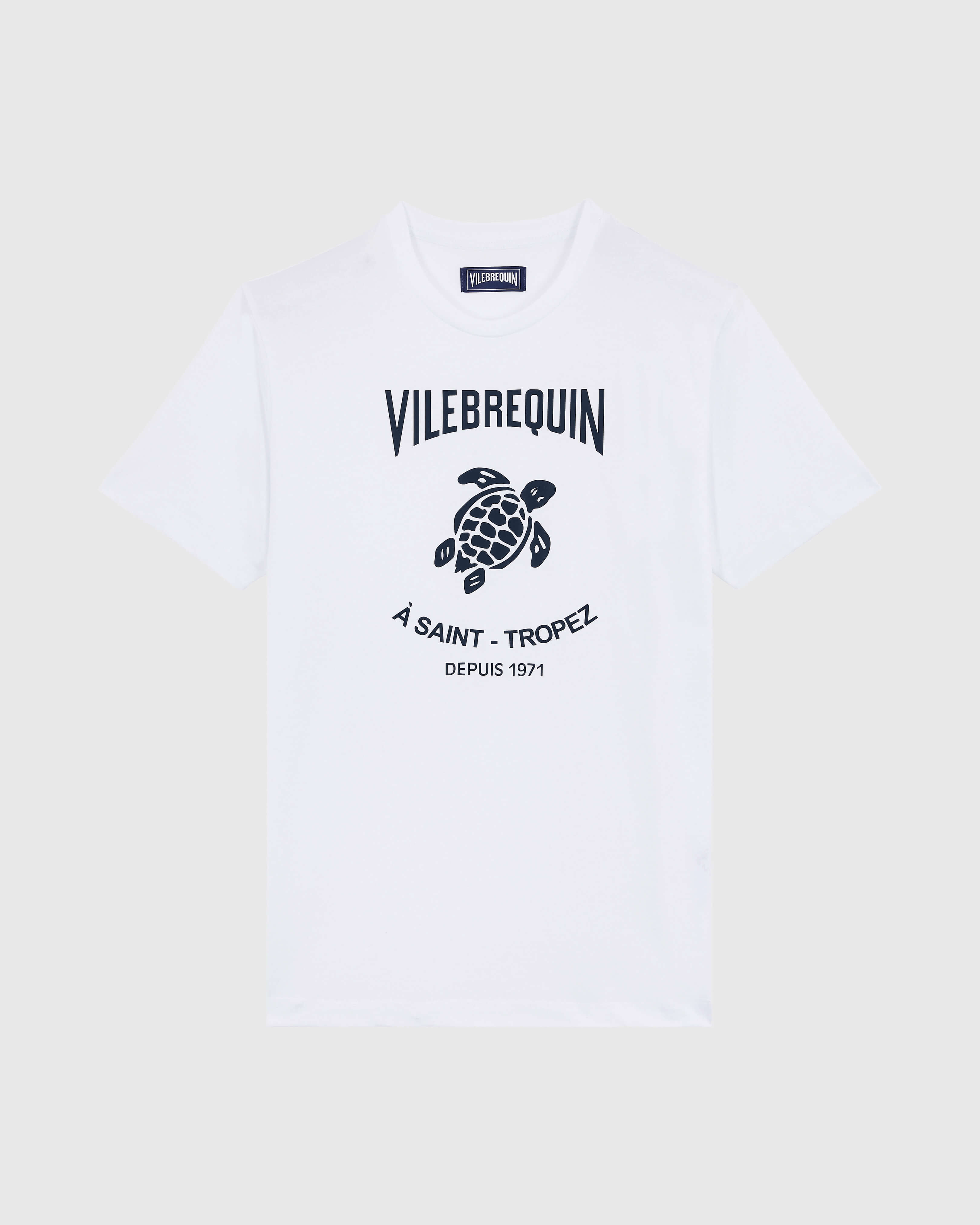 Baumwoll-T-Shirt mit aufgedrucktem Kontrastlogo aus Gummi für Herren WEISS front view