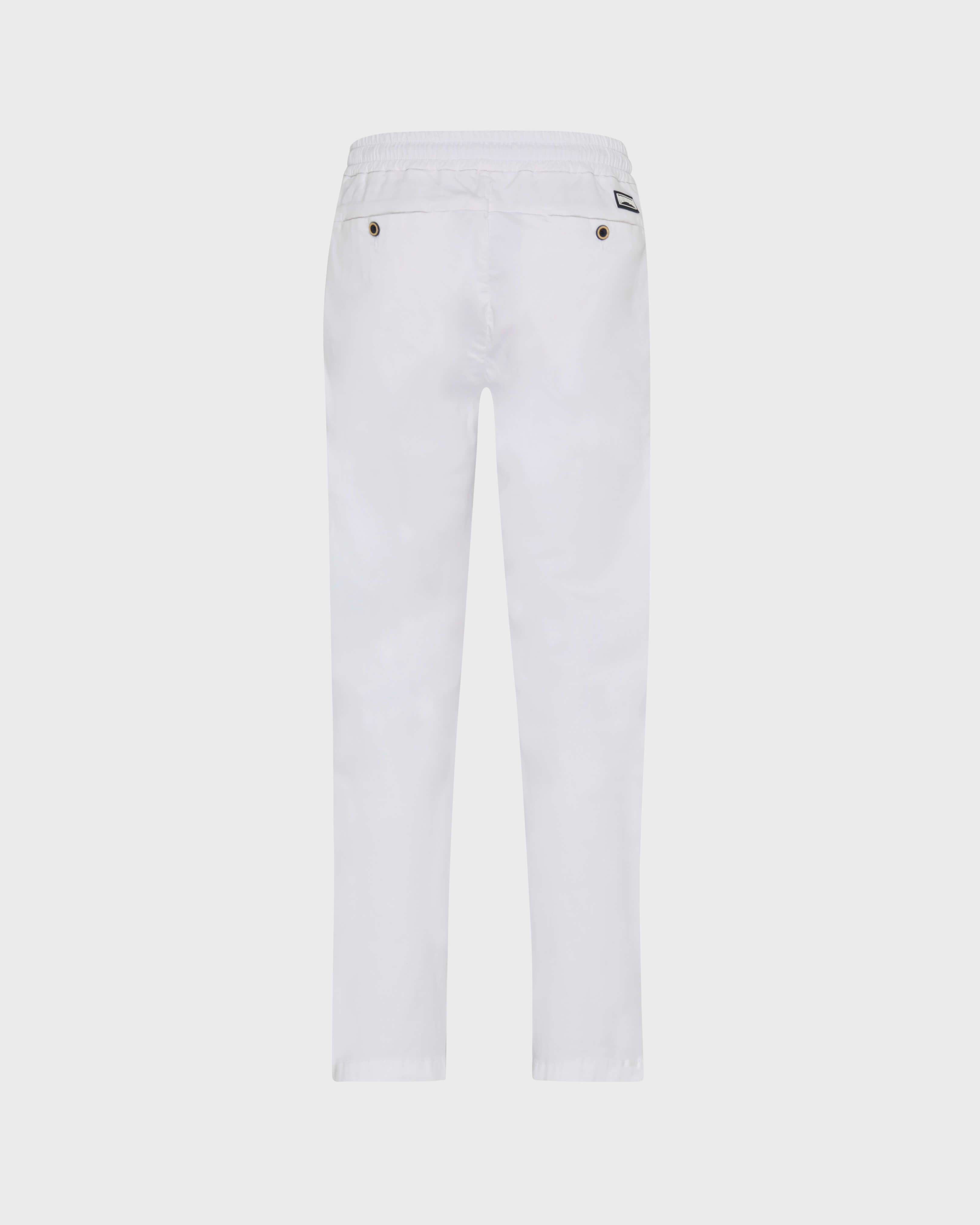 Men Elastic waist Tencel Satin Pants WHITE back view