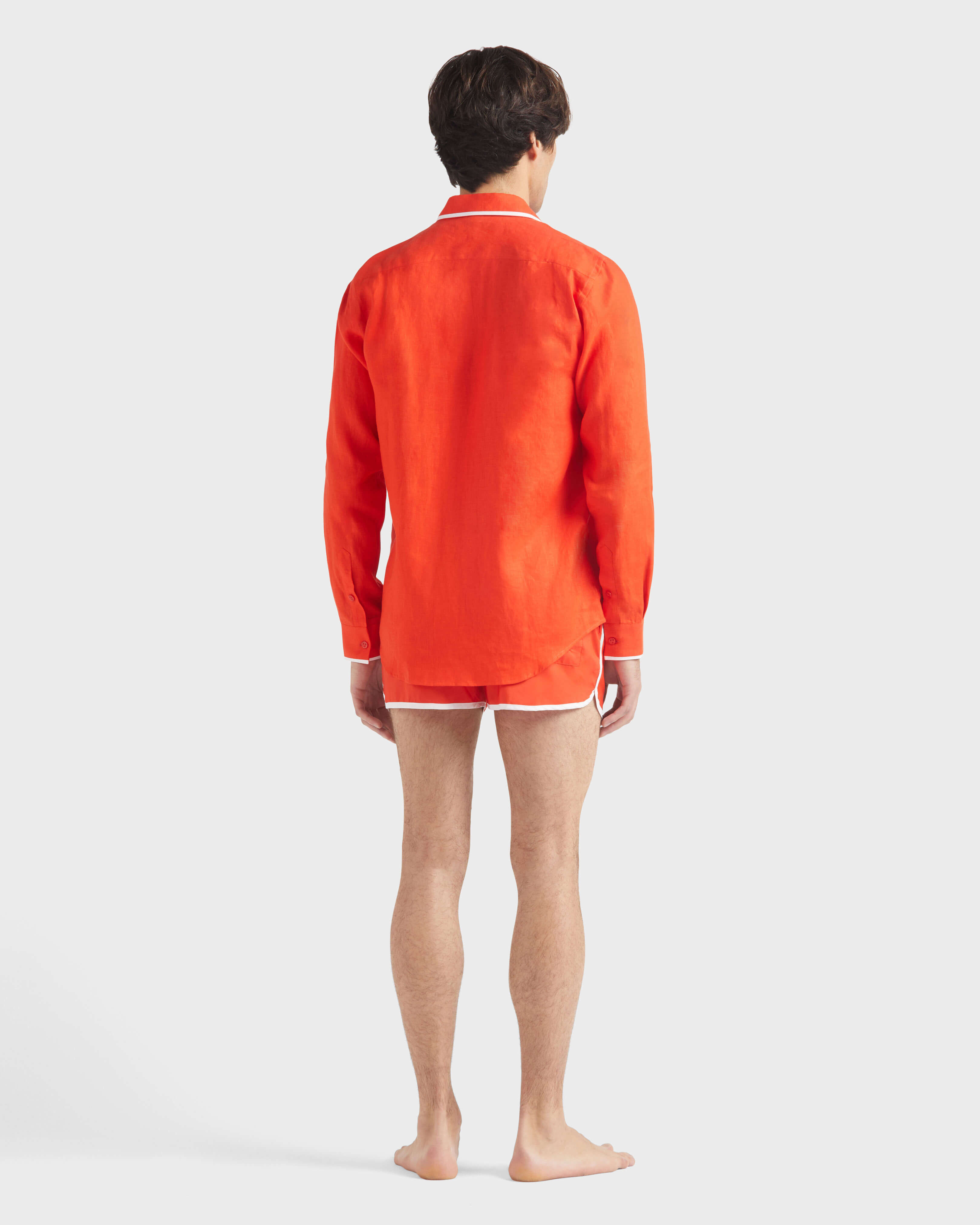 Men Linen Shirt VBQ Line POPPY RED backworn view