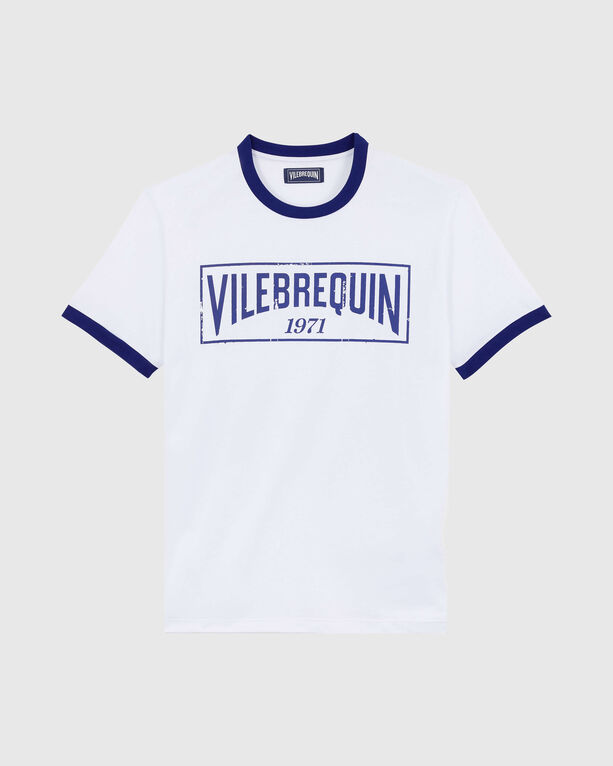 Vilebrequin - Men Cotton Light Jersey T-shirt Bicolor Logo - Tee Shirt - Portisol - Blue - Size M