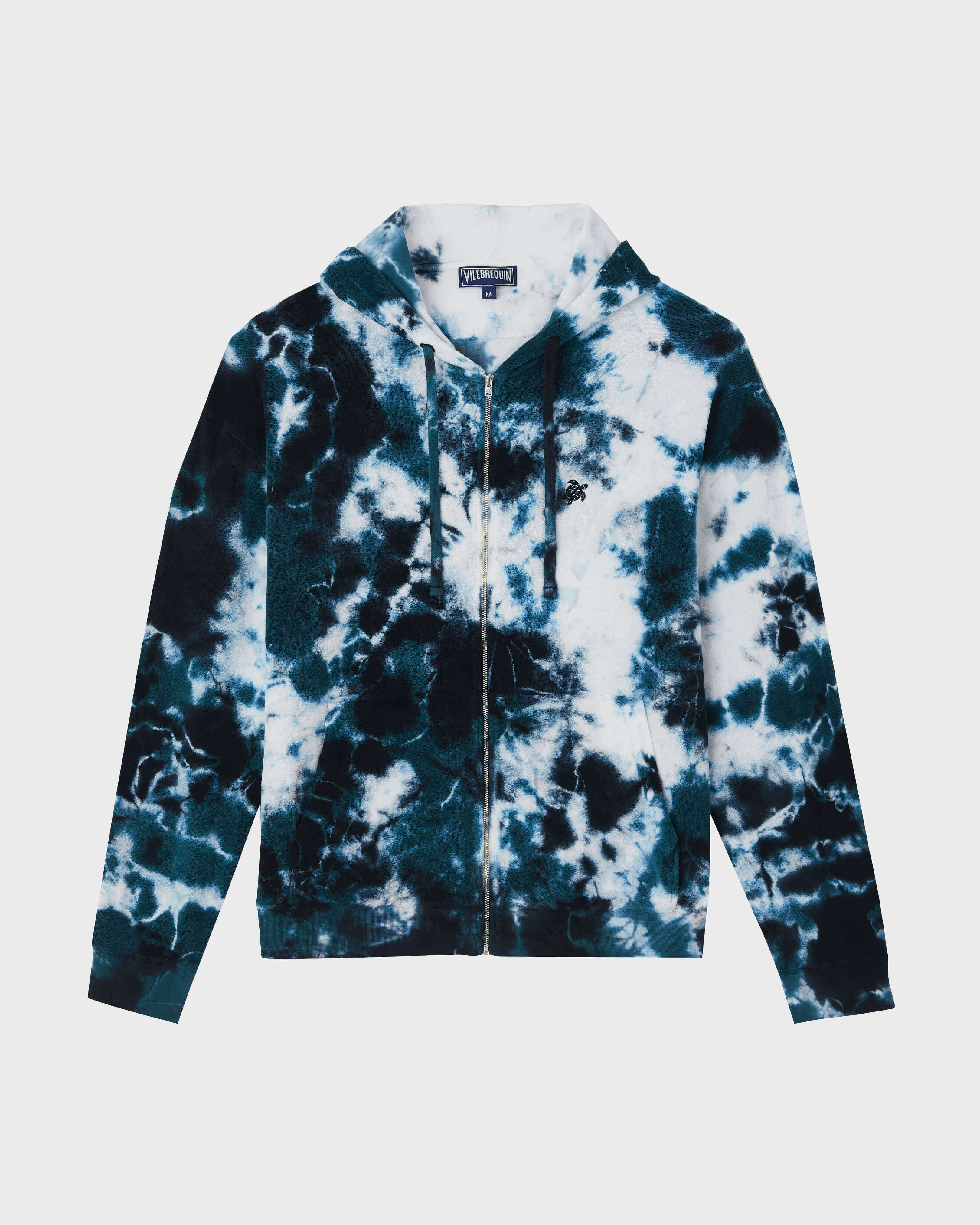 Sudadera con capucha y cremallera estampado Rough Ocean Tieand Dye para hombre EMERALD front view