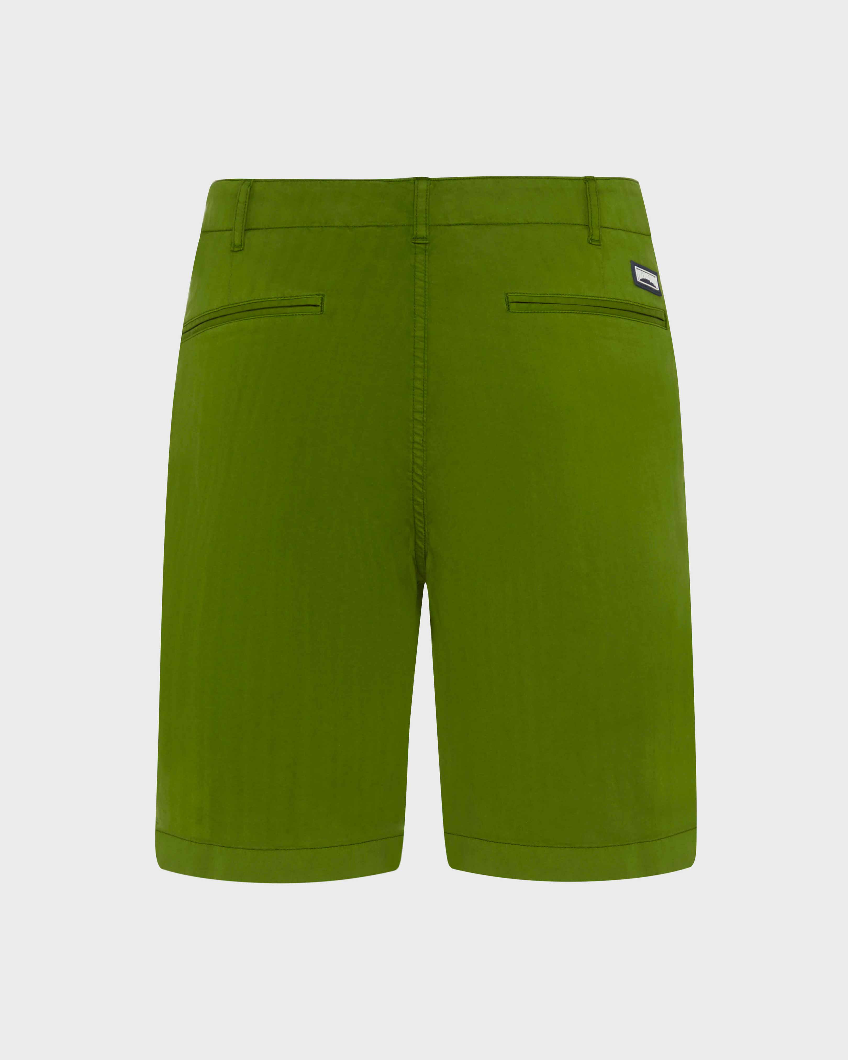 Men Satin Cotton Bermuda Shorts Solid MILITAIRE back view