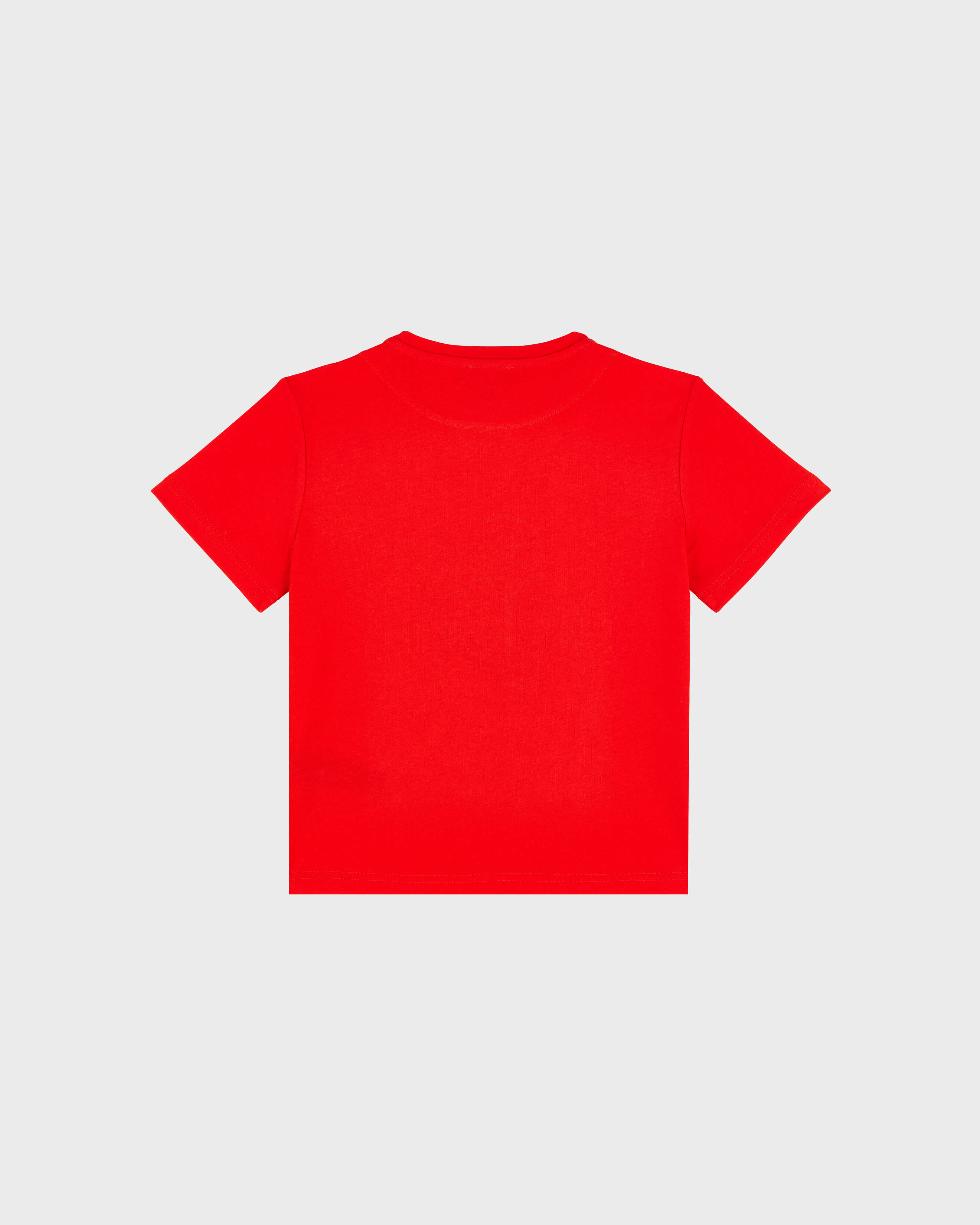 Boys Organic Cotton T-Shirt Placed Embroidered Turtle POPPY RED back view