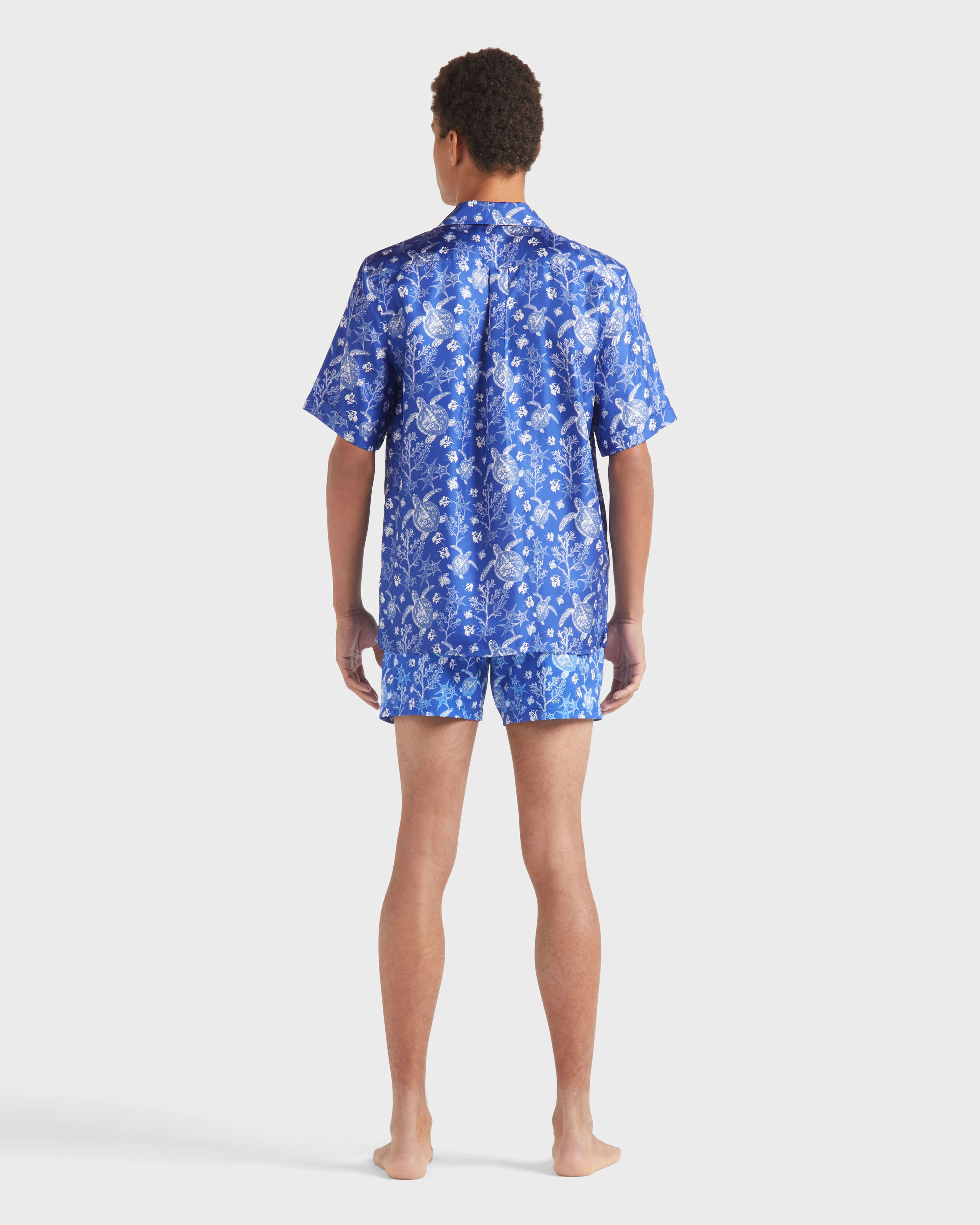 Men Silk Bowling Shirt X-Ray Turtles MARRAKECH backworn view