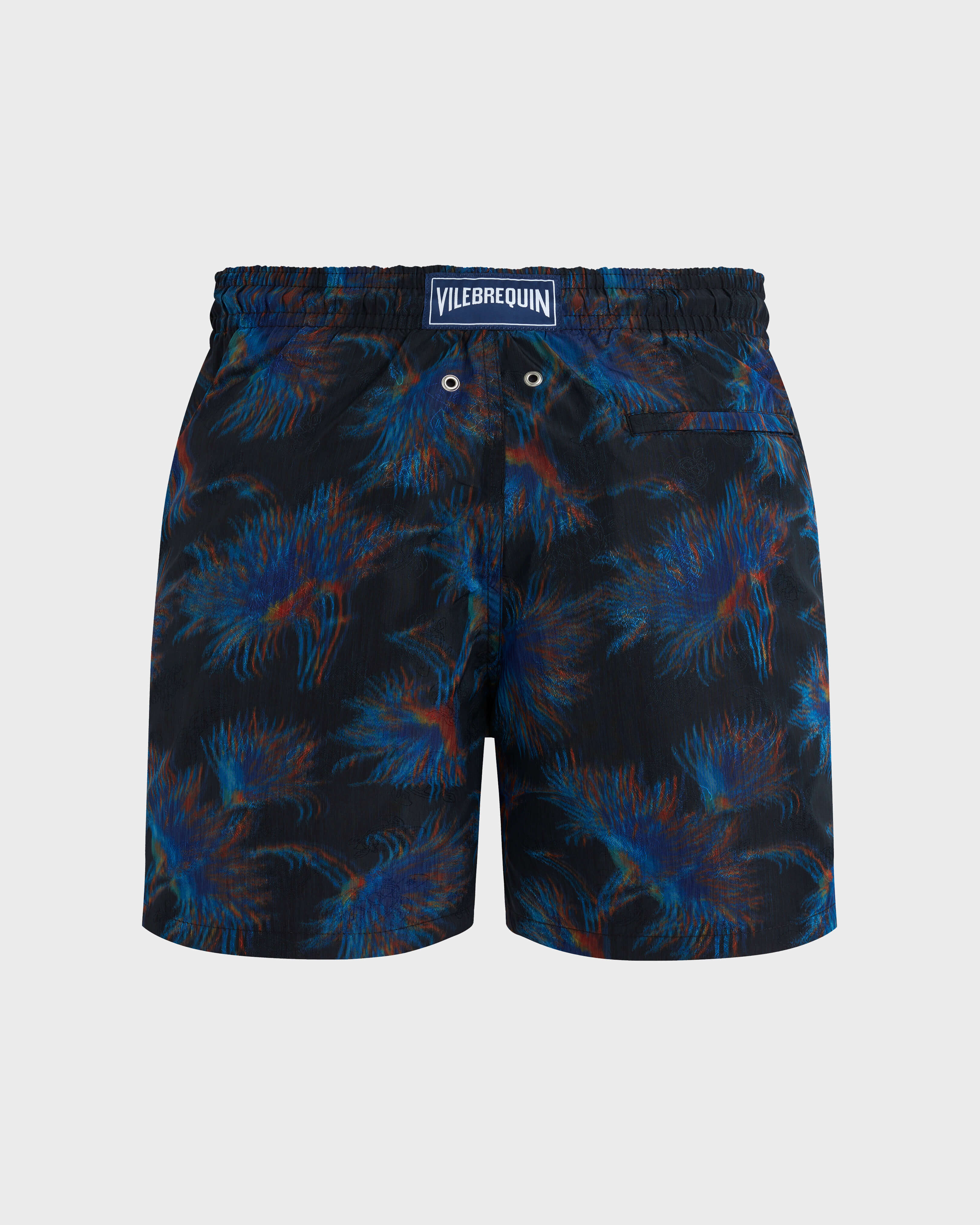 Men Silk Swim Shorts Kyoto - Vilebrequin x Maison BUCOL BLACK back view