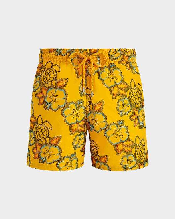 Vilebrequin - Men Swim Shorts Embroidered Hibiscus - Limited Edition - Swimwear - Mistral - Yellow - Size XL