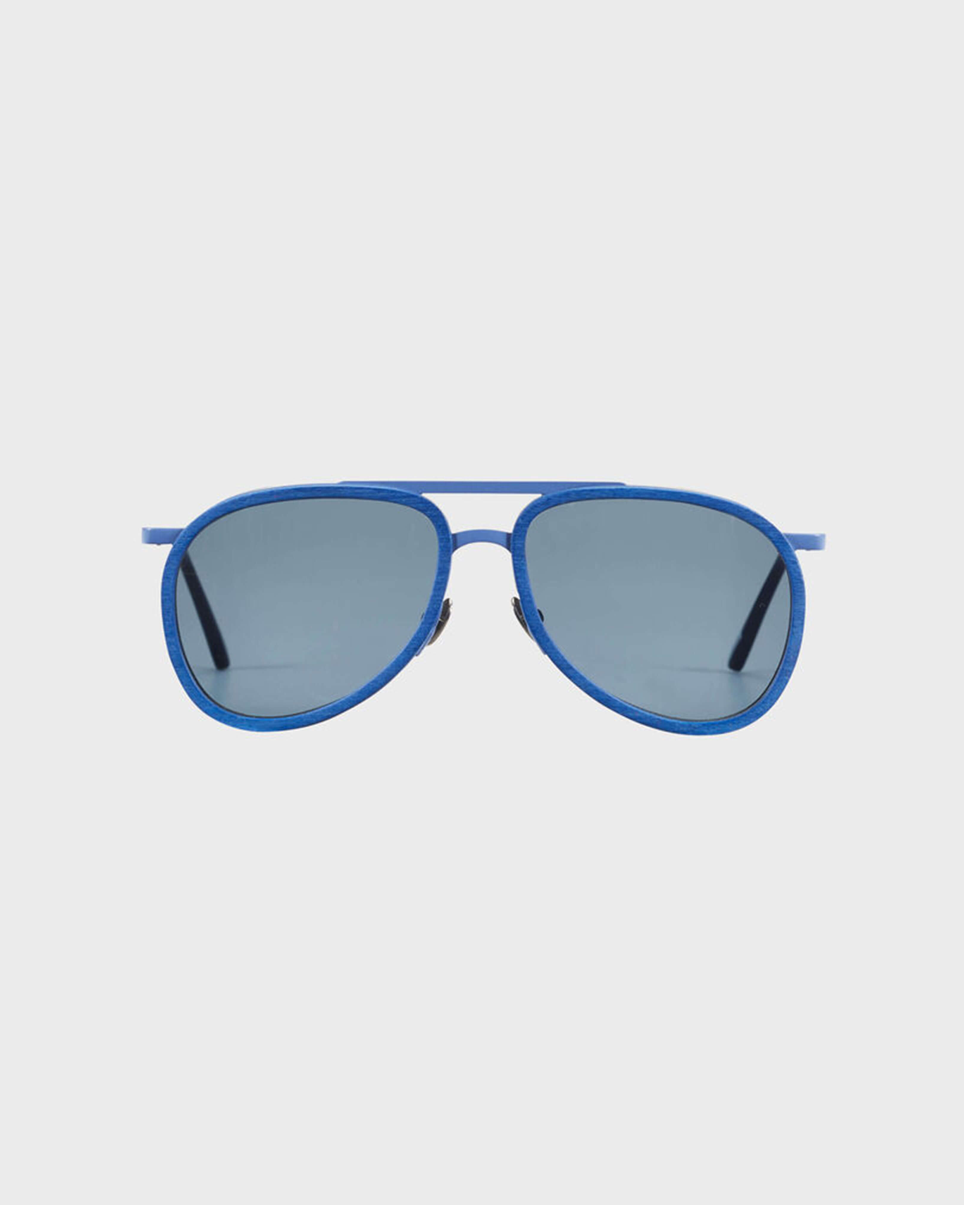 Wood Aviator Sunglasses Solid - VBQ x Shelter STORM front view